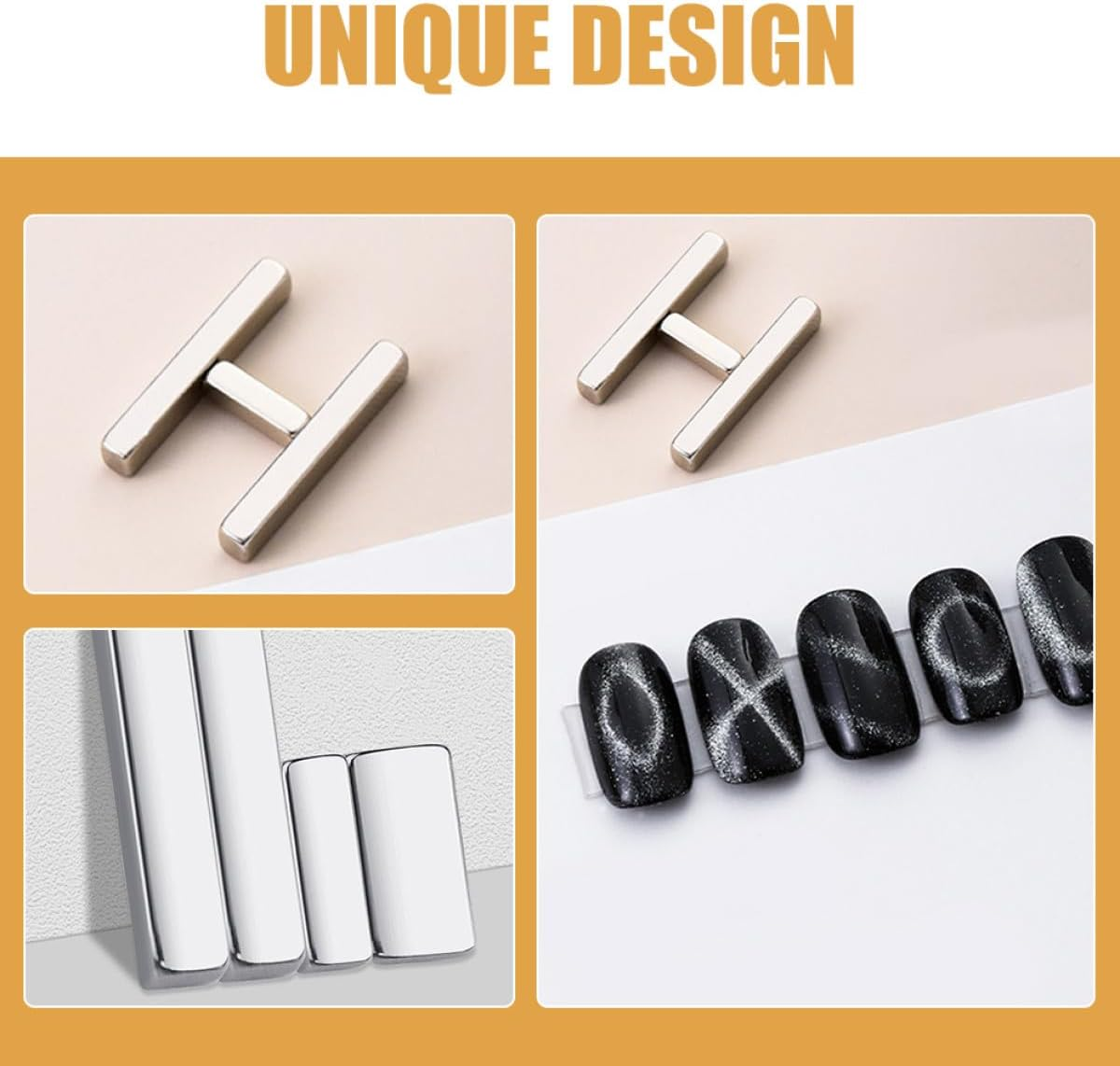 FESTFENDS 4Pcs Cat Eye Nail Magnet Set for Gel Polish, Multifunctional Magnetic Manicure Tools Kit, Strong Suction Nail Art Magnets for DIY Salon and Home Use image number 4