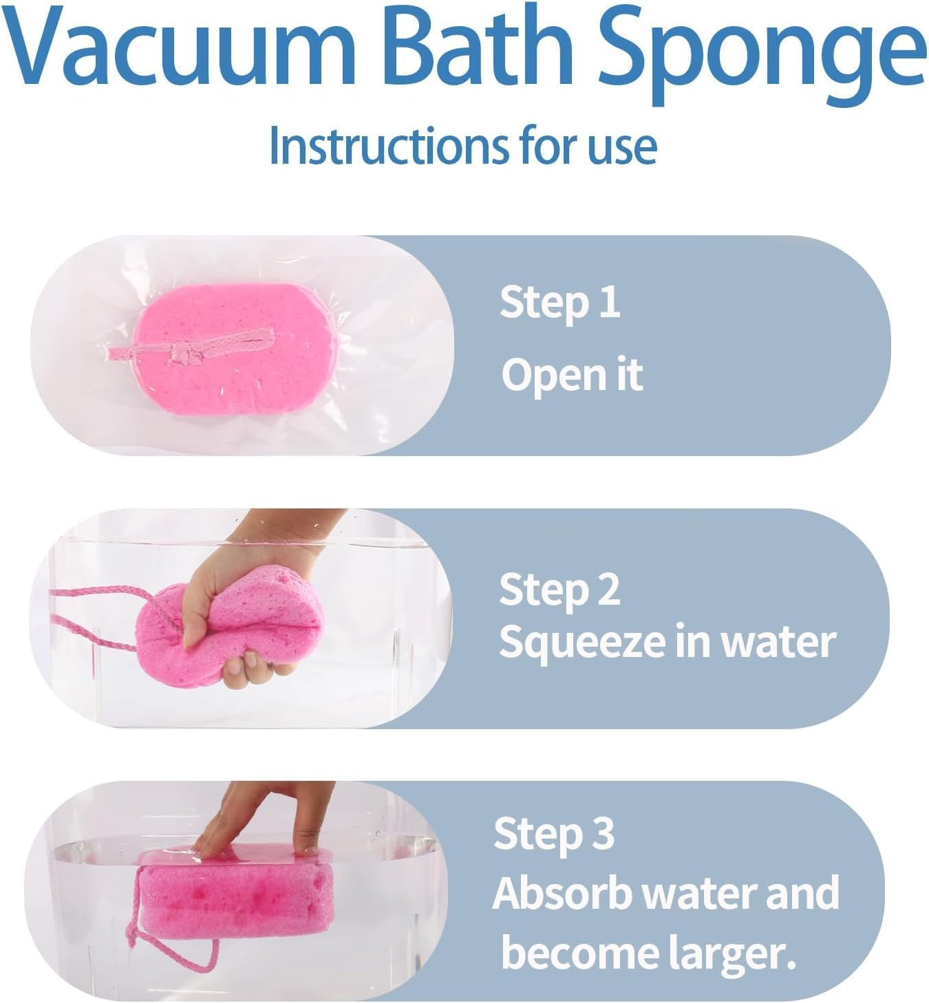 3 Pcs Exfoliating Bath Sponge Soft Shower Sponges for Women Reusable Body Sponges for Men Washing Scrubber image number 5