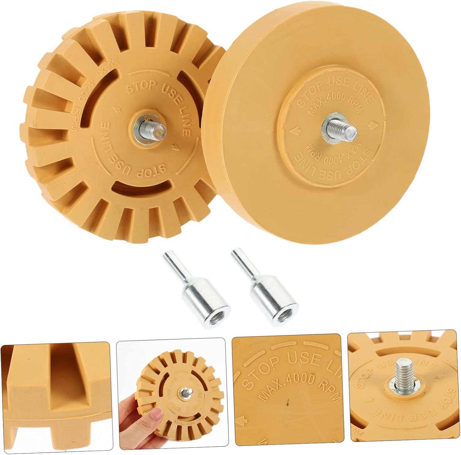 HOMSFOU Rubber Eraser Wheel Sticker Remover 2Pcs 100Mm 20Mm Automotive Adhesive Remover for Car Detailing Tools, Pneumatic Decal Removal Pads Compatible with Vehicle Paint Surface image number 3