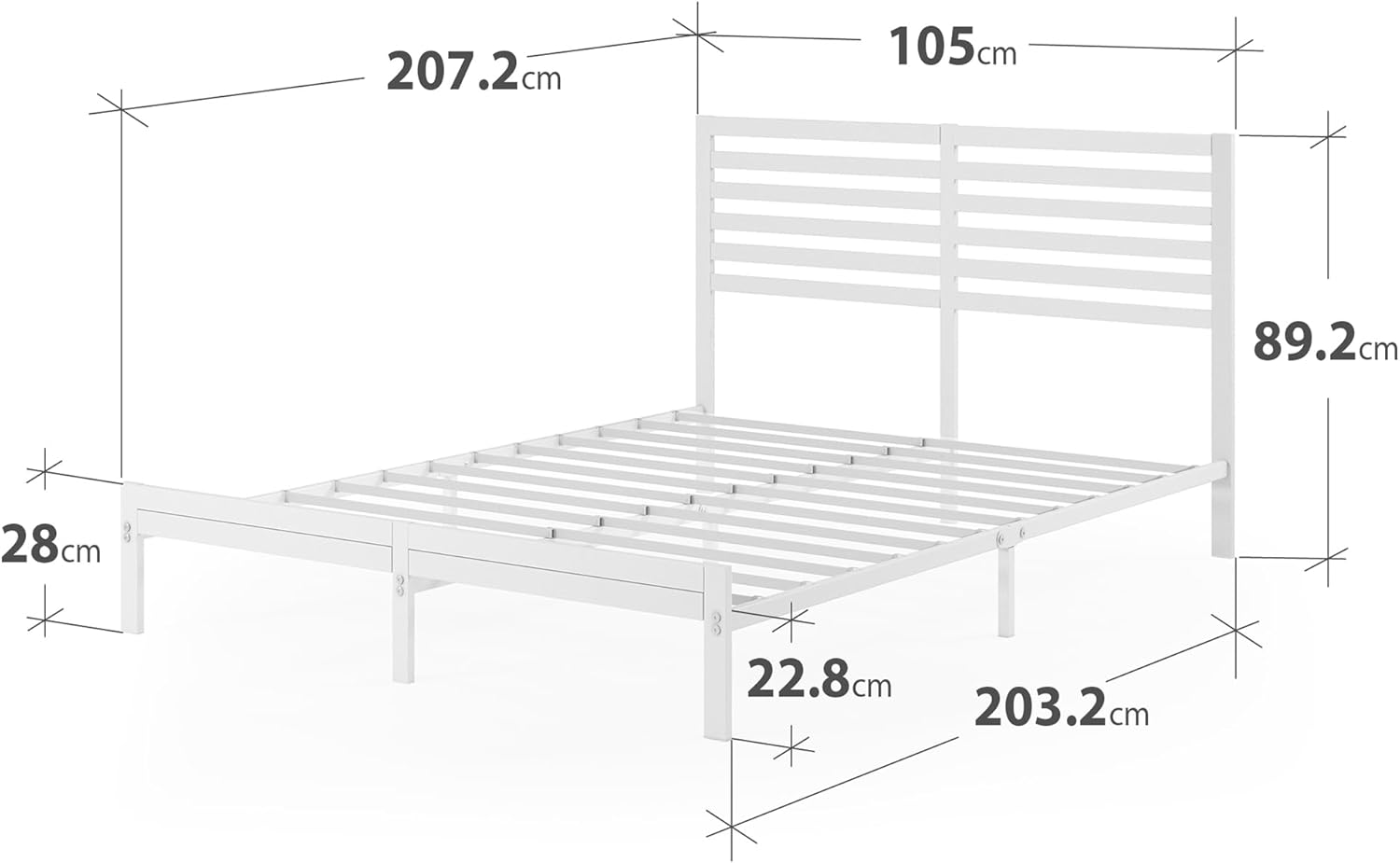 Zinus Kai White King Single Bed Frame Bamboo Wood and Metal Base image number 6