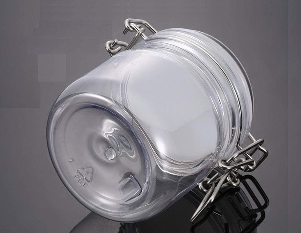 2Pcs 10 Oz/300Ml Clear round Plastic Home Kitchen Storage Sealed Jar Bottles with Leak Proof Rubber and Hinged Lid for Herbs, Spices, Candy, Gift, Arts and Crafts Storage Multi-Purpose Container image number 1