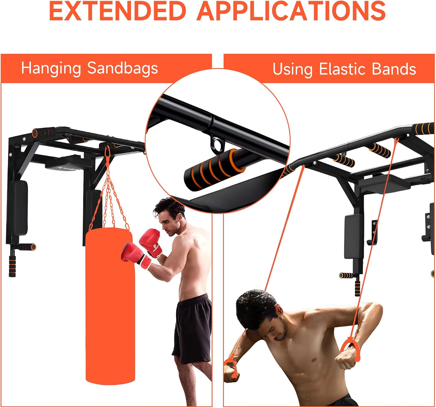 Wall Mounted Pull up Bar and Dip Station, Heavy Duty Wall Mount Pull-Up Chin up Bar Multifunctional Home Gym Workout Indoor Exercise Equipment Support to 300Kg image number 6