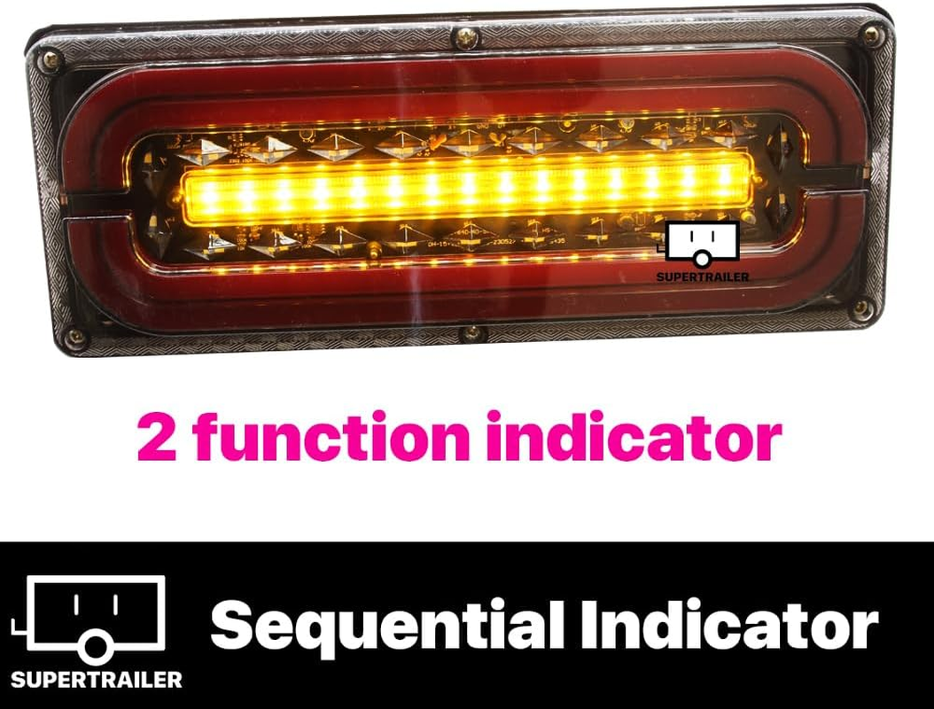 2X Sequential Indicator LED Tail Lights Trailer Ute Caravan Truck Stop 10-36V image number 1
