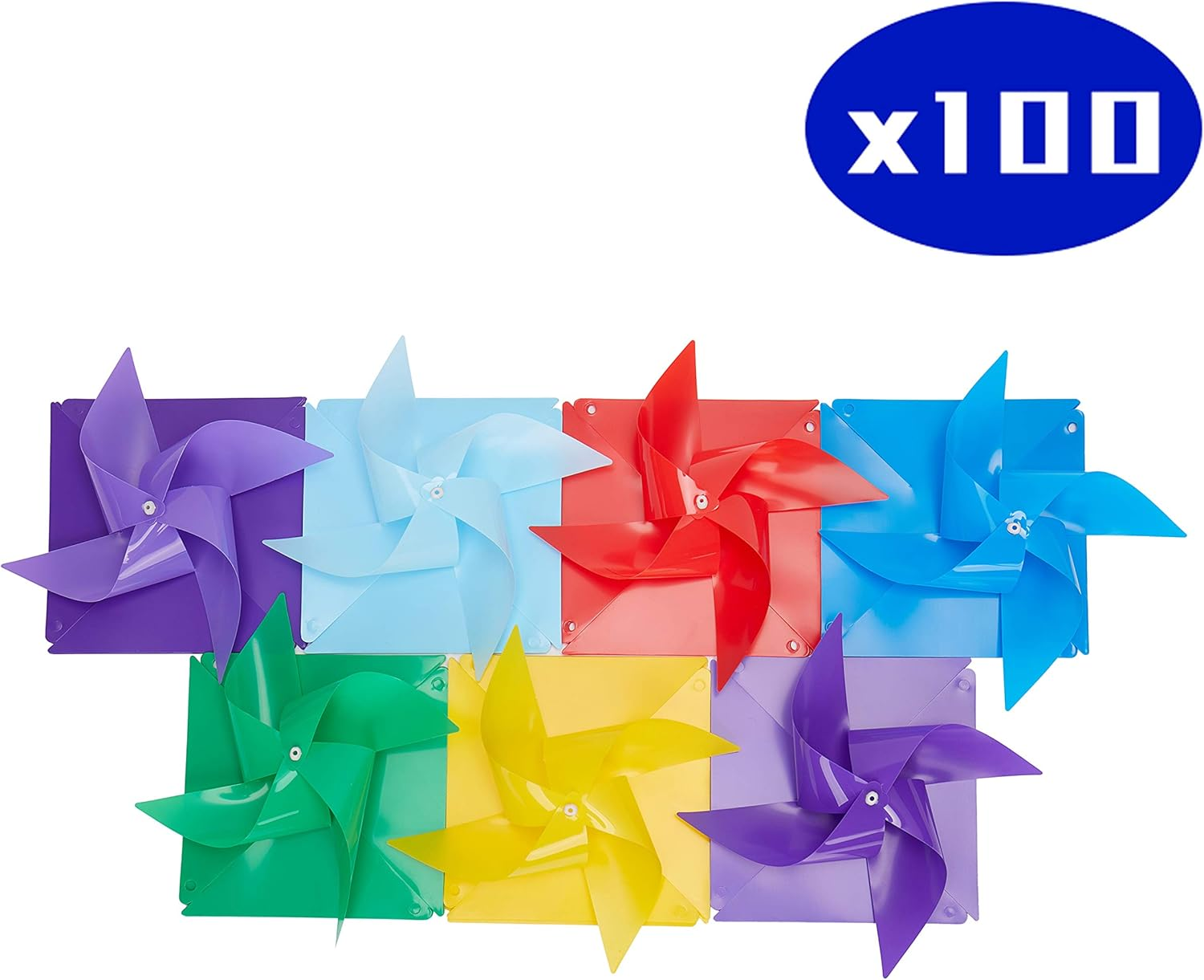 100 Pcs Pinwheels, Dark Blue Color Wind Spinners and Party Favors Gifts for Kids, Outdoor Decorational Pinwheels for Yard and Garden(Dark Blue) image number 4