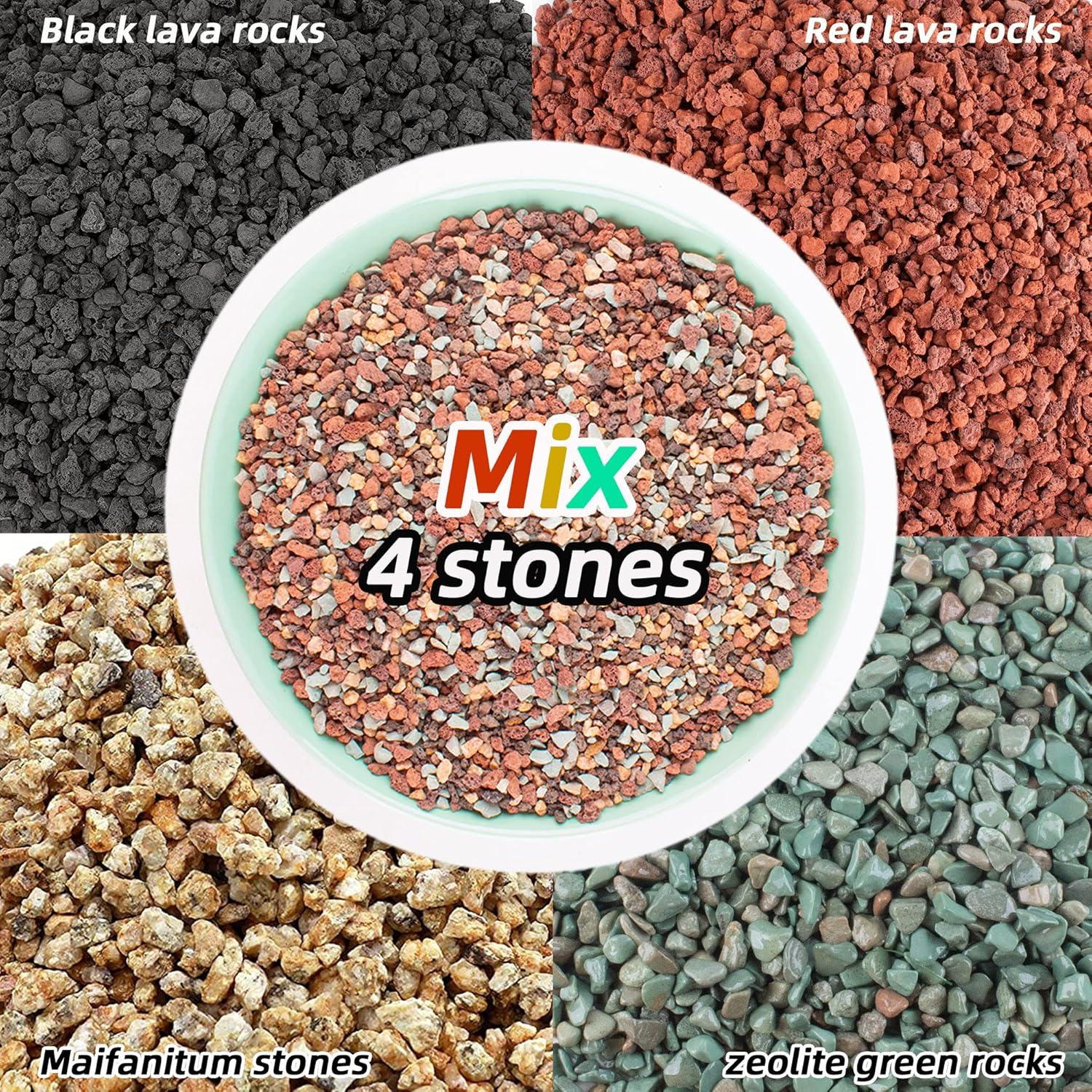 7Lb Mix Lava Rocks for Plants in Door -Gravel Pebbles for Bonsai Succulent Cactus Potting Soil and Vase Fillers, Fairy Gardening,Top Dressing image number 1