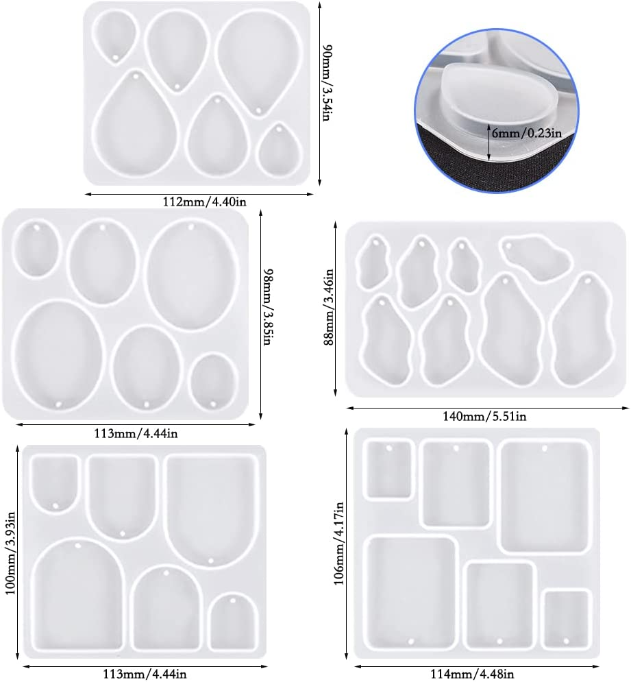 12 Pcs Earring Silicone Moulds for Resin, SENHAI Variety Size Resin Earring Moulds with Hole, Jewelry Moulds Silicone for Making Jewelry, Earrings, Pendants with 360 Pcs Earring Accessories image number 3