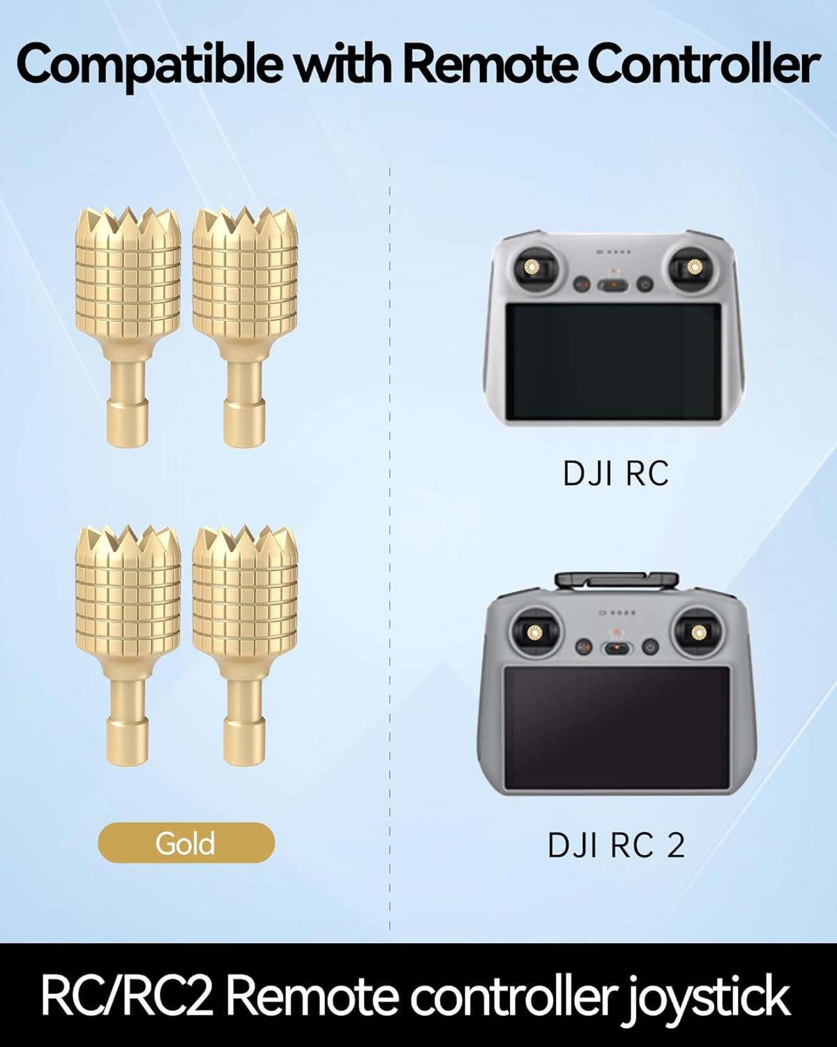 LKTOP 2 Pairs Mini 3/Mini 3 Pro/Mini 4 Pro/Air 3/Air 2S/Mavic 3/Mavic 3 Pro/Mavic 3 Classic Remote Controller Sticks for DJI / Joystick Rocker Replacement Accessories (Gold) image number 5