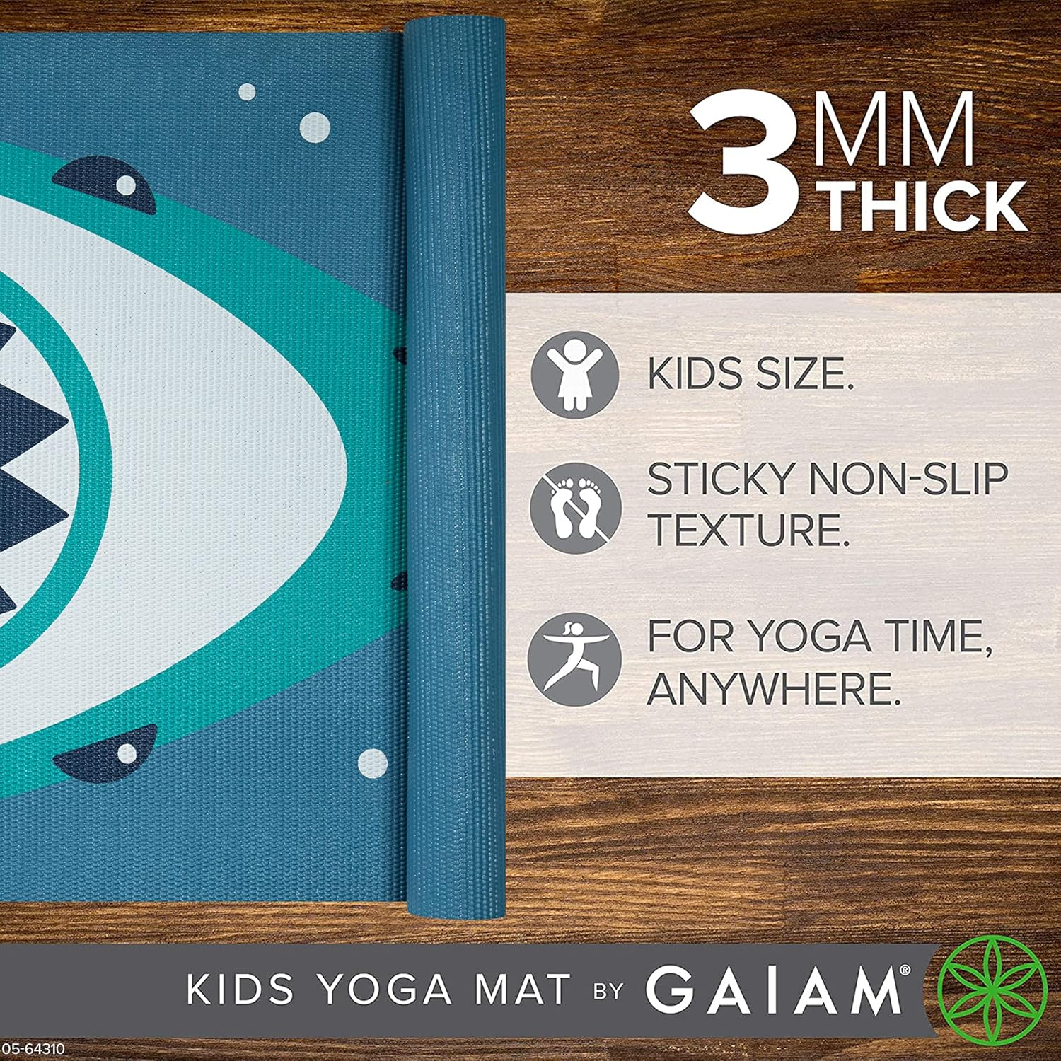 Gaiam Kids Yoga Mat Exercise Mat, Yoga for Kids with Fun Prints - Playtime for Babies, Active & Calm Toddlers and Young Children (60" L X 24" W X 3Mm Thick) - Twinkle Toes image number 2