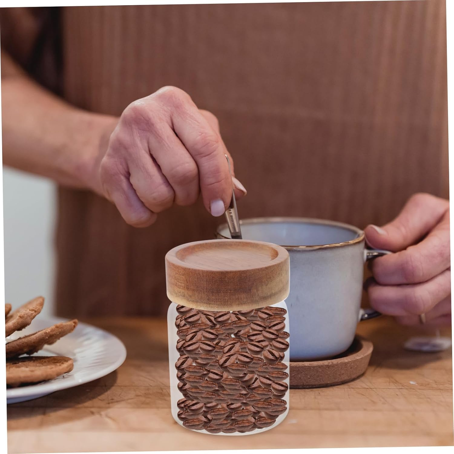 FUNOMOCYA Coffee Storage Jar Sealed Storage Jar Beans Container Lid Kitchen Supply Airtight Coffee Canister Home Can for Fresh Beans image number 4