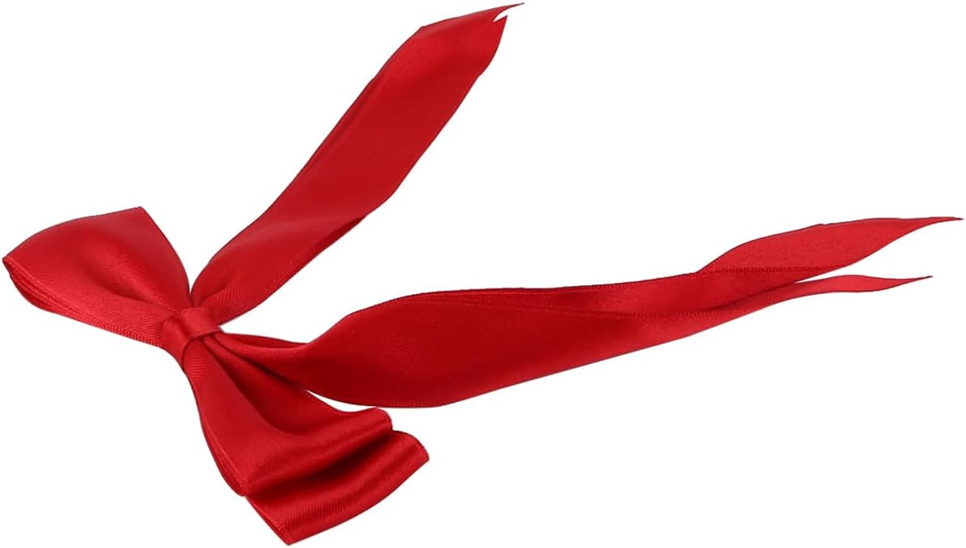 Enwye 2 Black and Red Silk Satin Hair Accessories with Hair Clips for Braids, Ponytails or Clothes image number 6