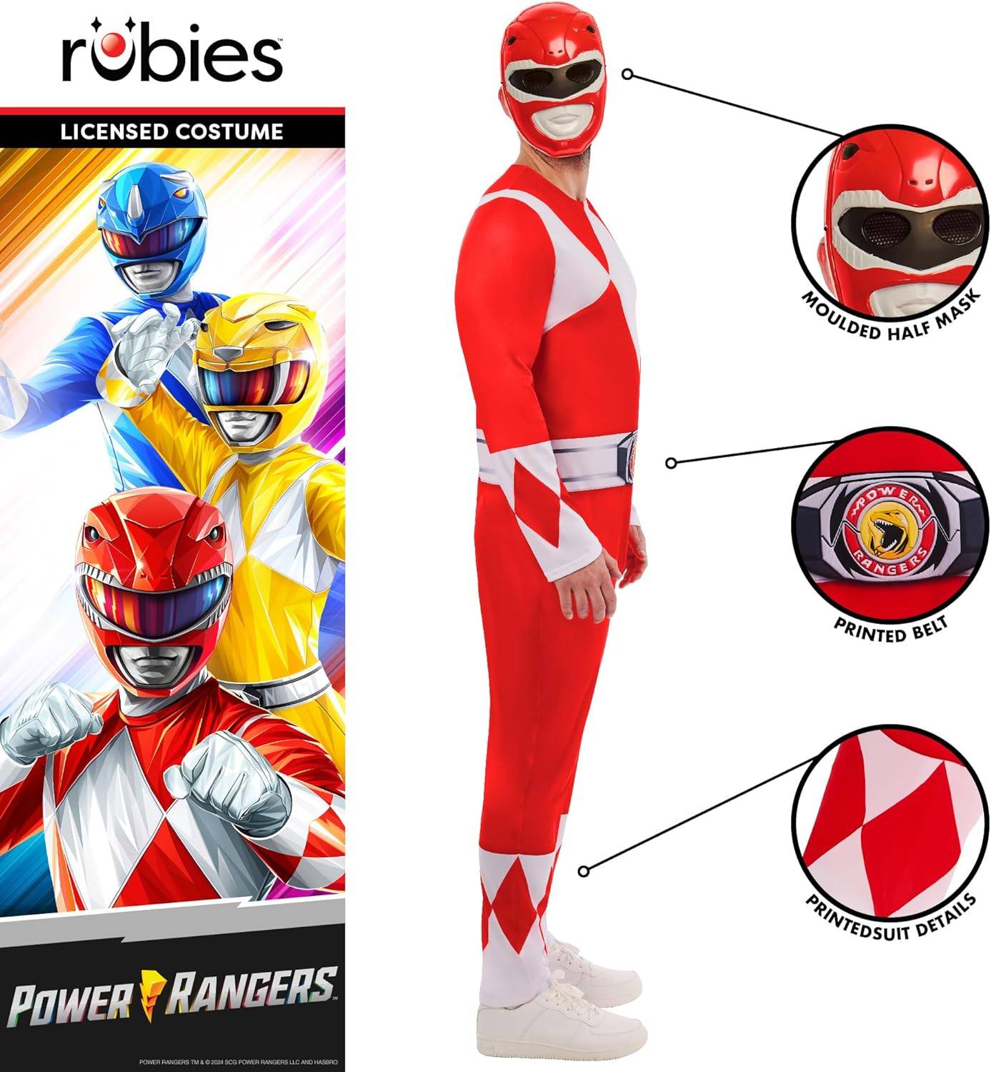 Red Ranger Deluxe Costume for Adults - Power Rangers - Large image number 3