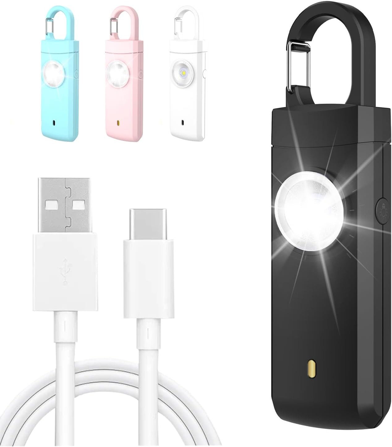 Sonicefit 130Db Rechargeable Personal Alarm for Women & Men, Safety Keychain with Strobe Light & Loud Siren, Security Alarm for Students, Kids, Girls, Elderly - Ideal Christmas/Birthday Gift (Pink)