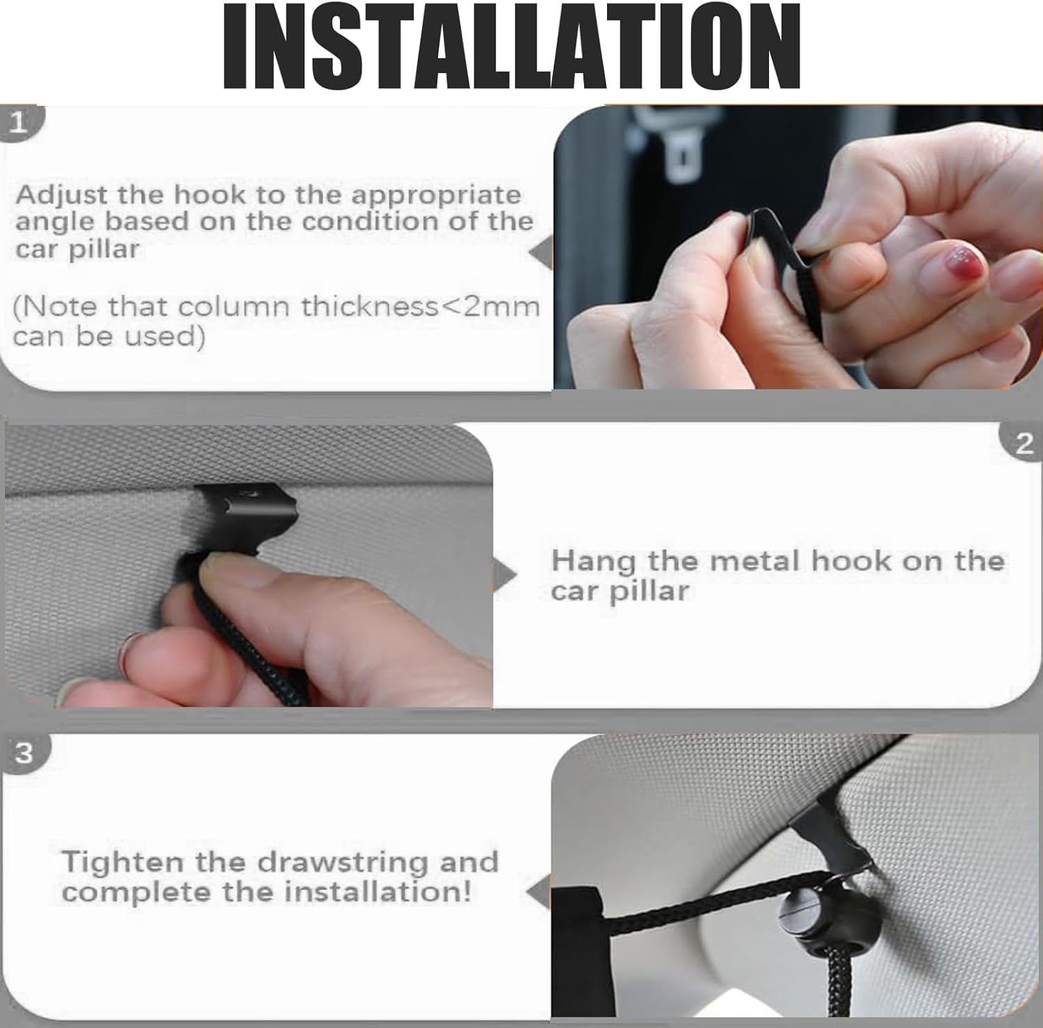 Car Privacy Curtains,Car Divider Curtain between Rear Seat,3Pcs Car Window Sun Shade Curtain for Baby,Universal Removable Car Sun Shades Side Window Covers Car Accessories for Travel Camping Sleeping image number 4