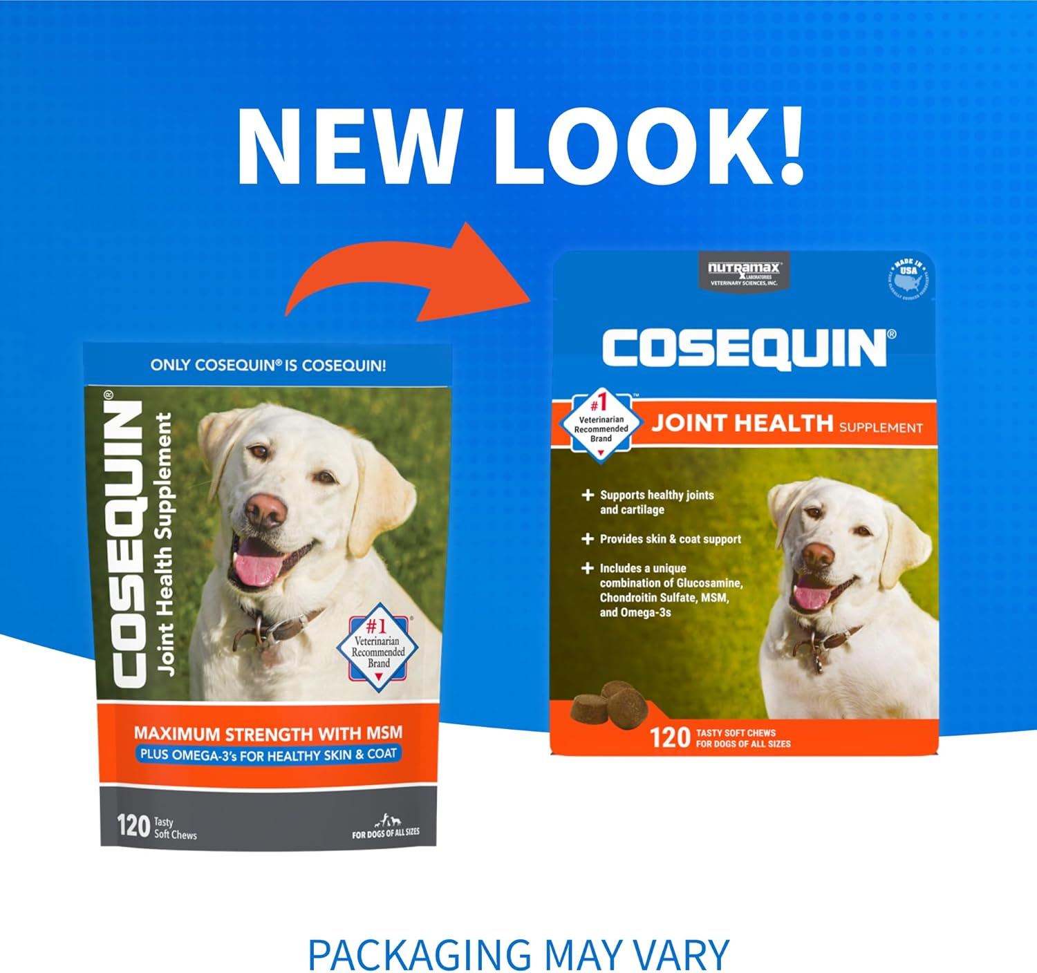 Nutramax Cosequin Joint Health Supplement for Dogs - with Glucosamine, Chondroitin, MSM, and Omega-3'S, 120 Soft Chews