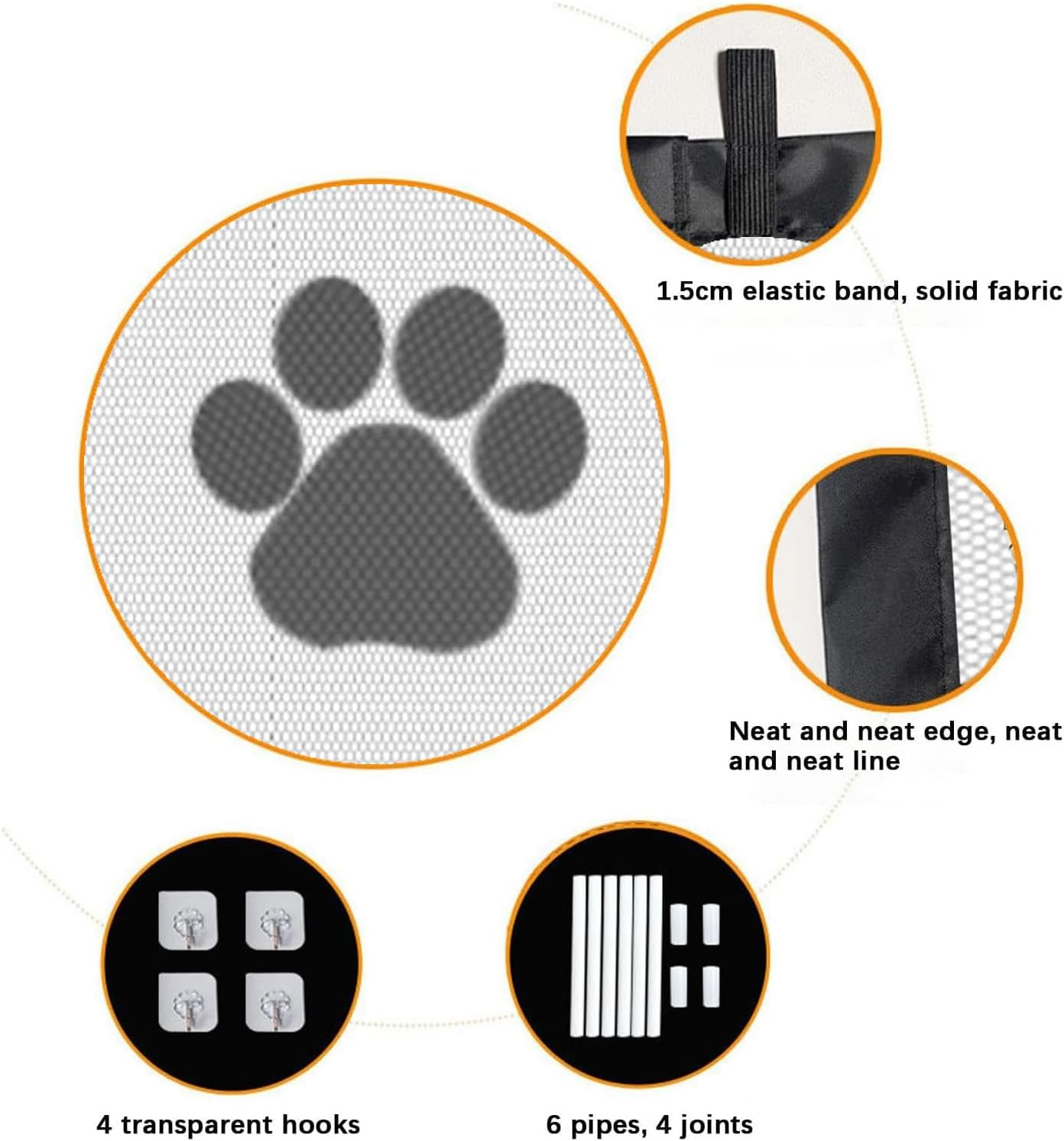 Yharnamite Mesh Dog Gate, Adjustable Indoor Barrier & Puppy Playpen Panel, Portable Folding Pet Safety Gate, Safety Fence for Stairs & Doorways(110 X 80Cm) image number 4