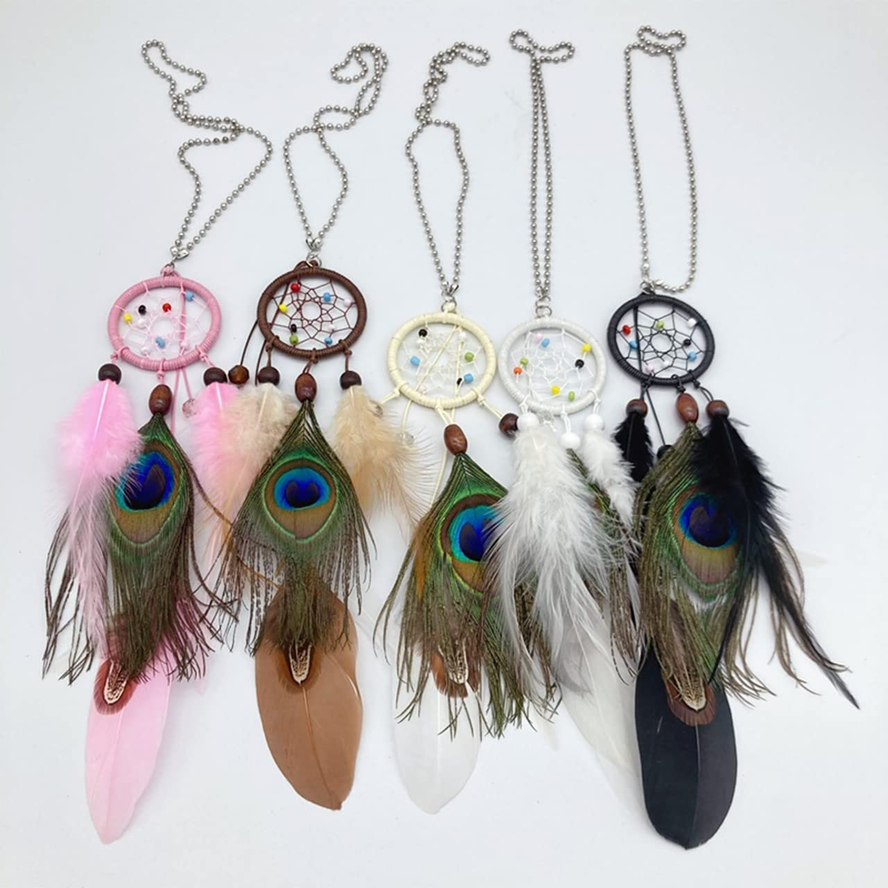Dream Catcher Car Rear View Mirror Pendant Car Charm with Crystal Beads Small Dream Catchers for Rearview Mirror Hanging Kids Bedroom Decor (Black) image number 1