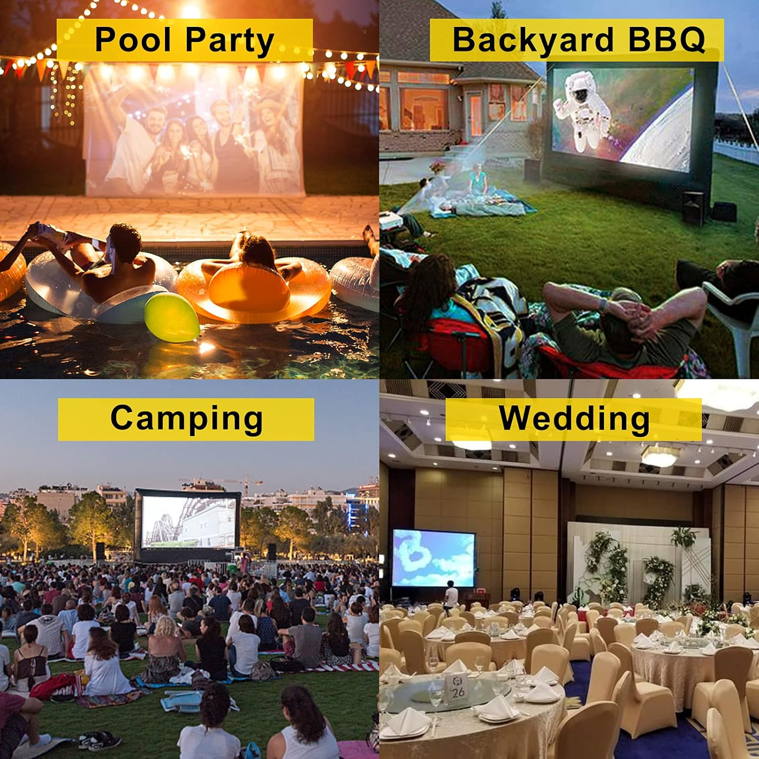 VEVOR Inflatable Movie Screen 6M Inflatable Projector Screen for outside with 350W Air Blower Inflatable Screen Oxford Fabric Material Blow up Screen for Outdoor Movie Supports Front/Rear Projection