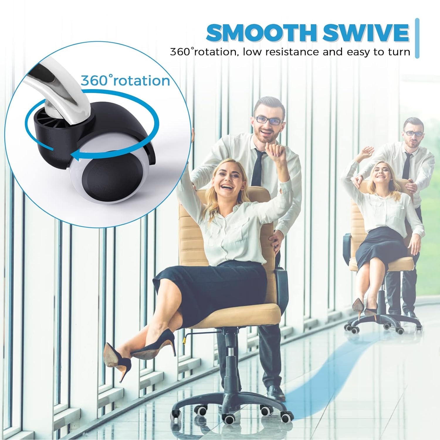 GWHOLE 5PCS Office Chiar Casters Wheels 10Mm Pin 50Mm Roll Replacement Office Desk Chair Wheels image number 3