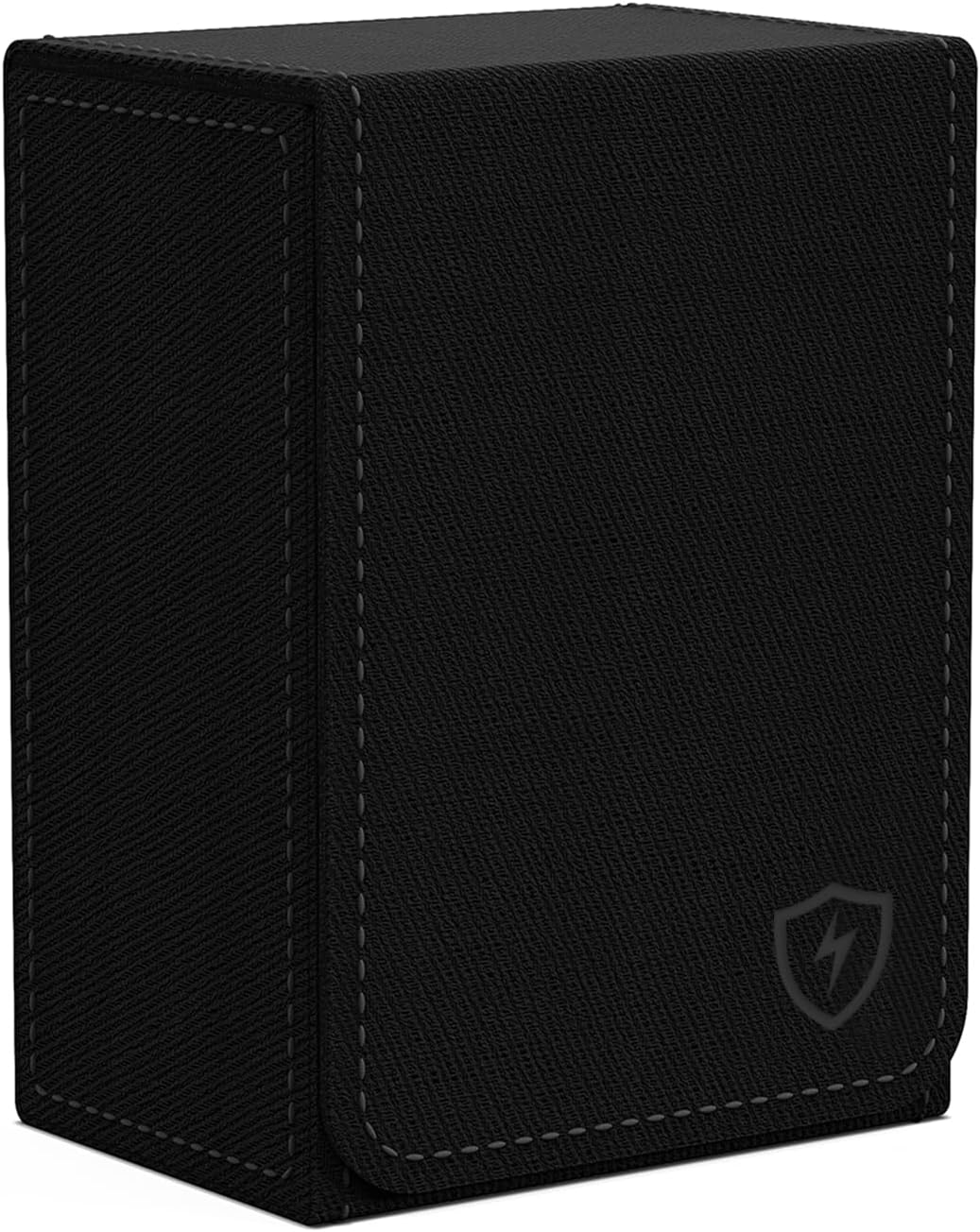 Double Decker Leather Poker Card Case - Holds Two Sets of Poker Size Cards - Premium Dual-Deck Holder with Stylish Design and Secure Closure (Black-Grey)