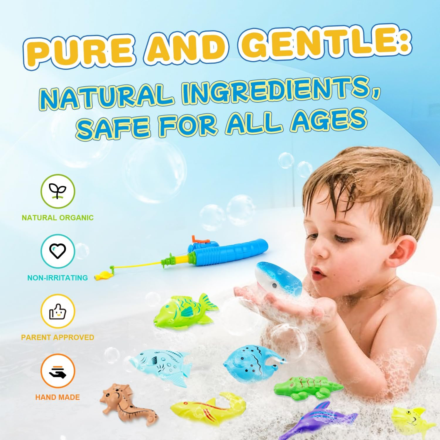 Shark Bath Bombs for Kids with Surprise Fishing Toy Set, 8 Fun Exploding Bath Balls & 9 Fishing Toys, Natural Handmade Organic Bubble Bath Fizzies, Ideal Birthday Holiday Boys Girls image number 5