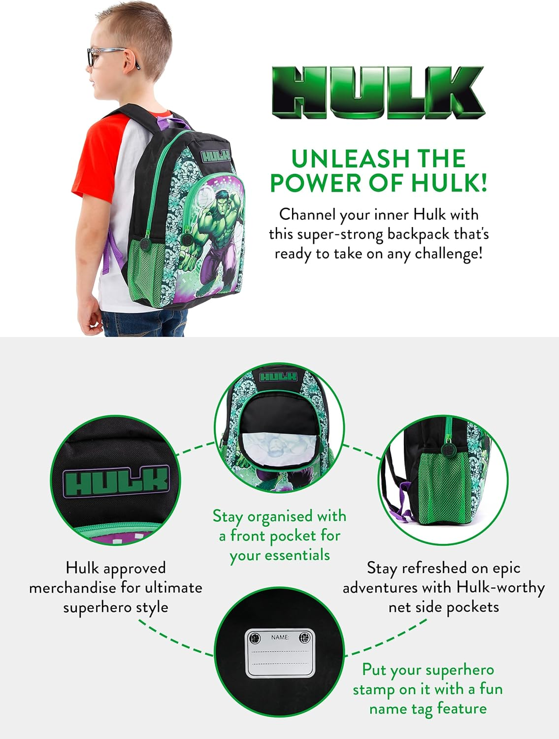 Marvel Kids the Incredible Hulk Backpack image number 5