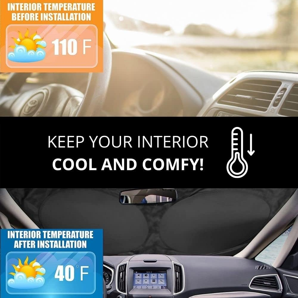 Maro WS-CM Car Windshield Sun Shade with Storage Pouch, Car Sun Visor, Medium Size 150 X 78Cm image number 2