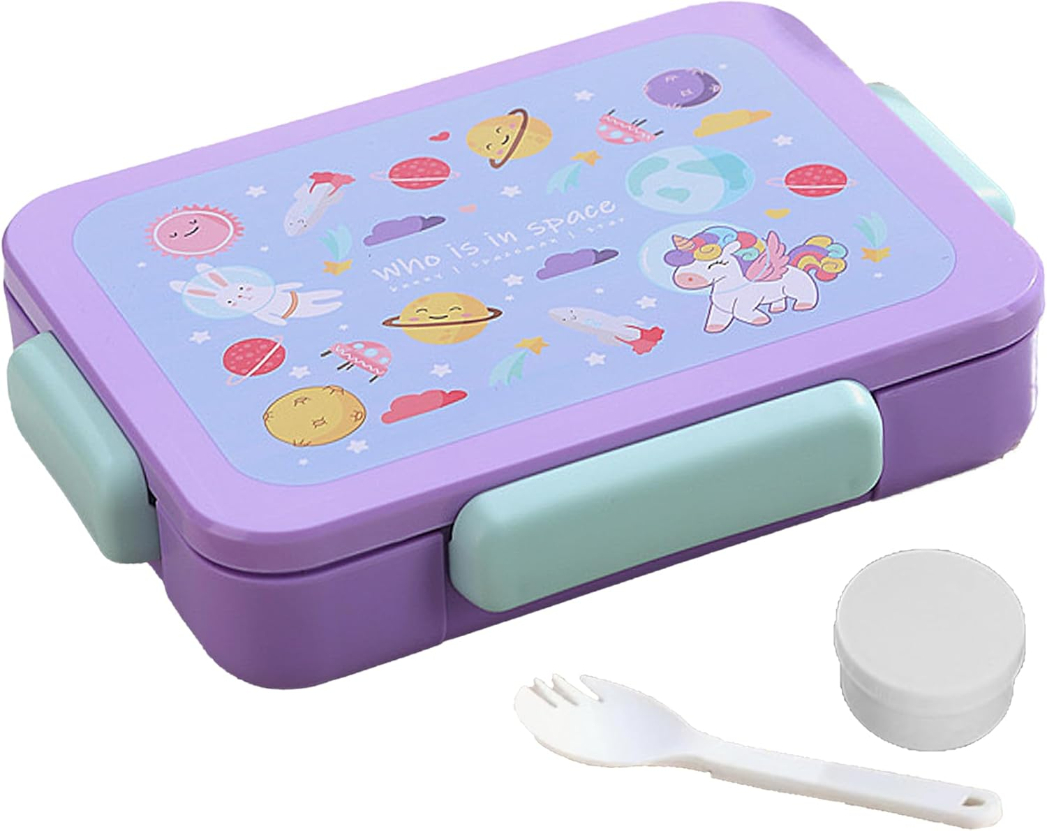 STRONGBERRY Kids Lunch Box, Healthy and Microwave - Safe, Dinosaur Parade, Purple Unicorn, Brown Bear Designs (Purple Unicorn) image number 5