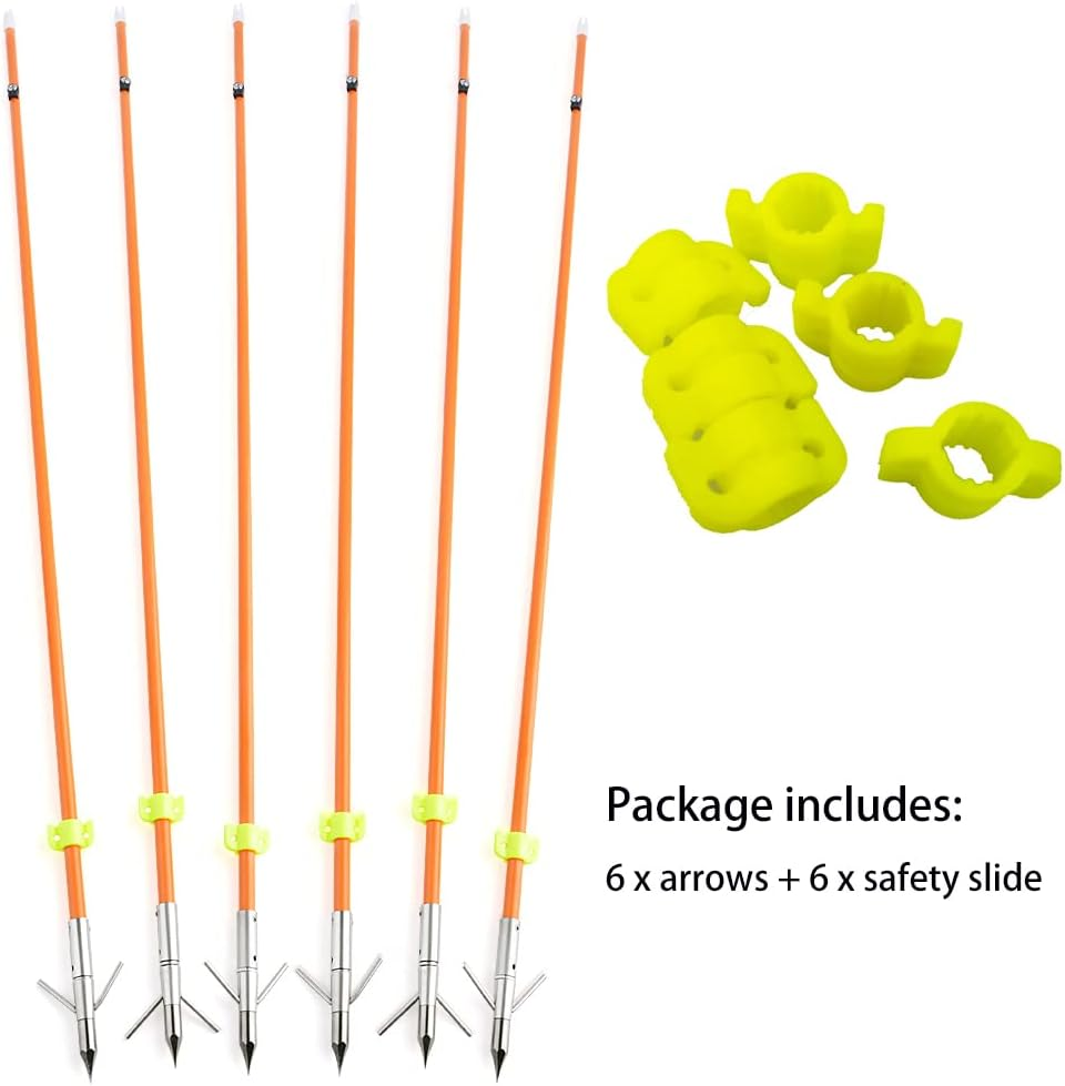 ZSHJGJR 32 Inch Bow Fishing Arrows Archery Fiberglass Fishing Hunting Arrows with Safety Slides for Compound Bow Recurve Bow Fishing Hunting 3/6/12Pcs image number 4