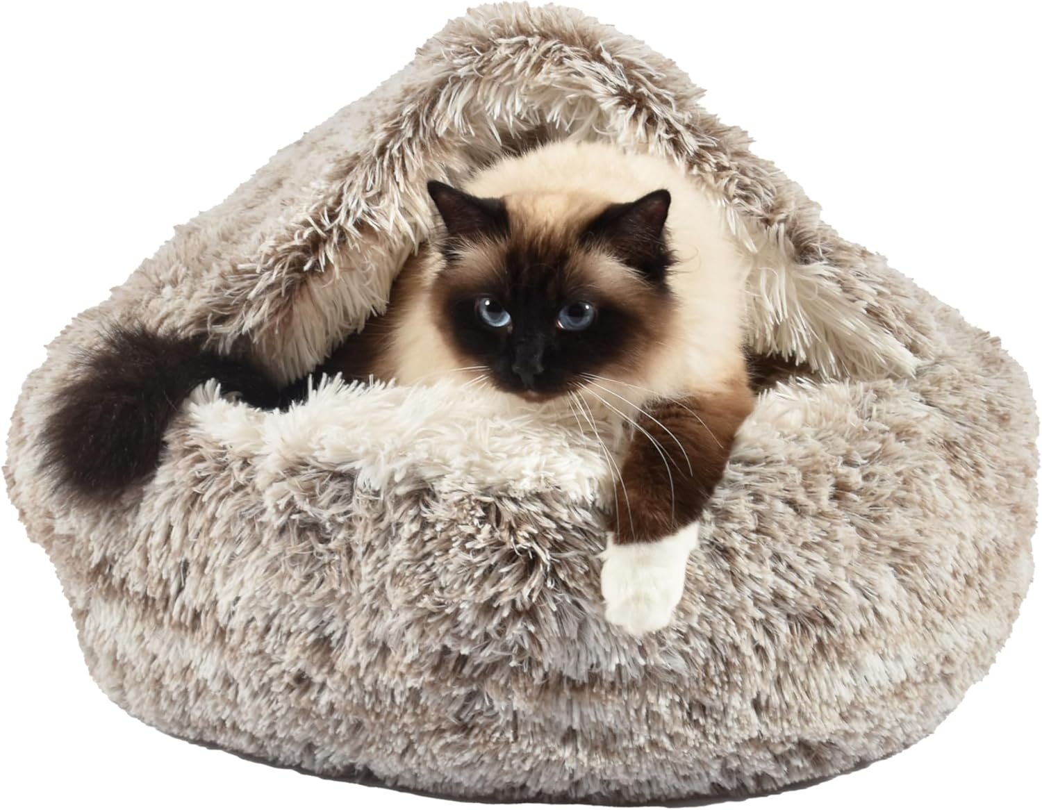 Bobby Poilu Extra Soft Plush Bubble Cat Bed Cushion for Small Dogs and Cats, Machine Washable, Beige, 50 X 35 X 20 Cm image number 1
