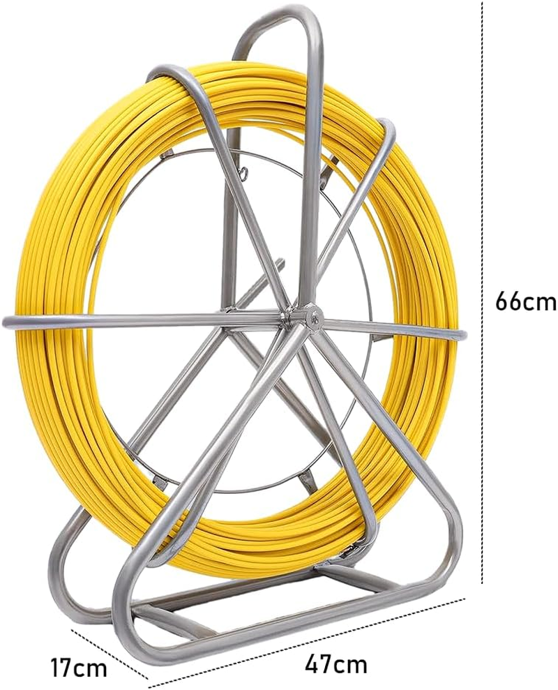 ALSTON Fiberglass Cable Puller, 4.5Mm 100M Fish Tape Fiberglass Wire Cable Running Rod Duct, Fish Tape Puller Conduit Puller Wire Cable Rodder Snake Copper Guiding Wire Reel Stand image number 3