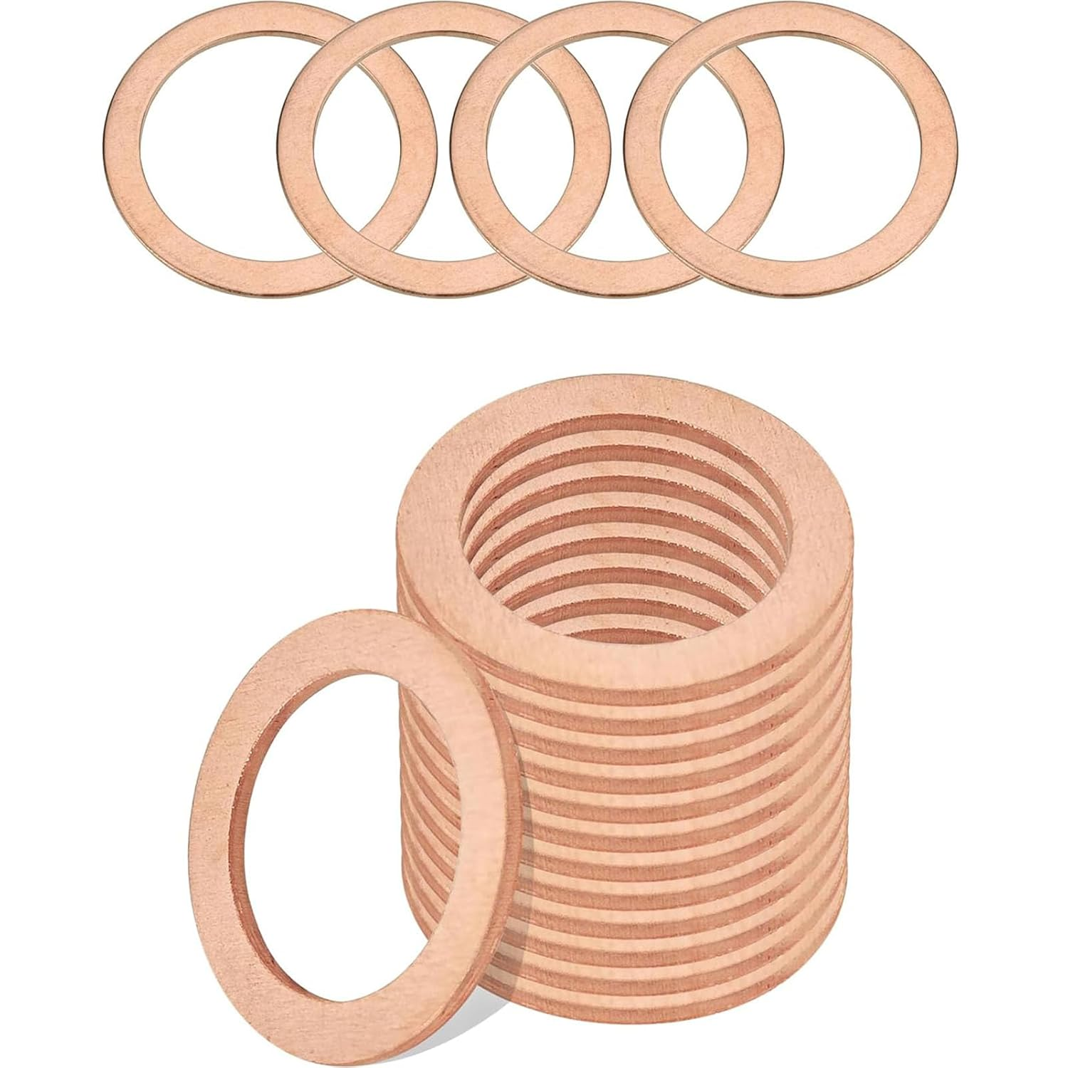 15PCS 14Mm Copper Oil Drain Plug Gaskets - Crush Washer Flat Ring Seal Fittings for Car Accessories - Replacement for OEM 007603-014106, 007603014106, 115100 - for Engine Oil Drains image number 5