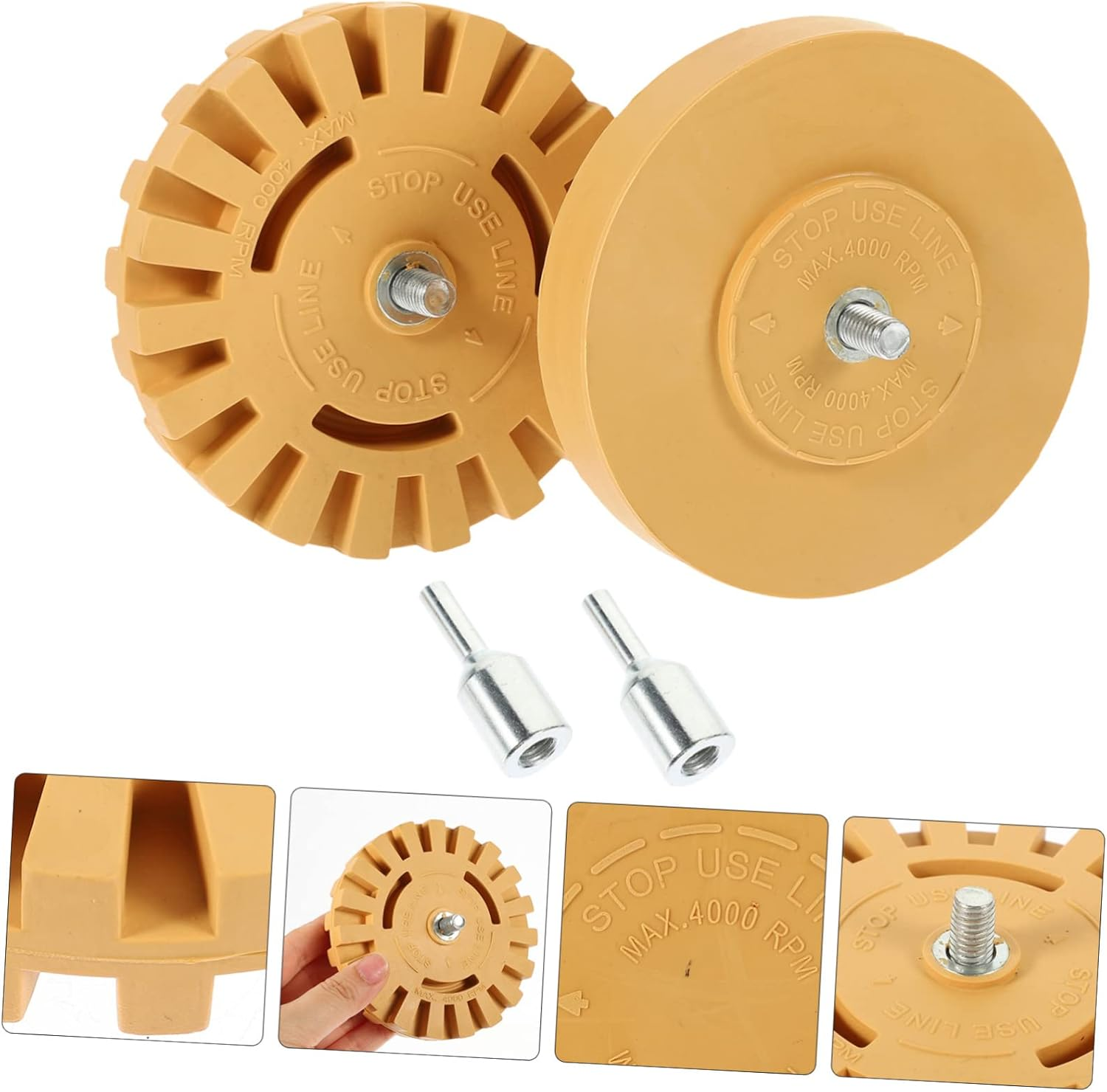 WATIIFUFU Eraser Wheel Decal Remover 2Pcs 100Mm 20Mm Rubber Sticker Remover Tool for Drill Car Adhesive Removal Automotive Detailing Supplies image number 4
