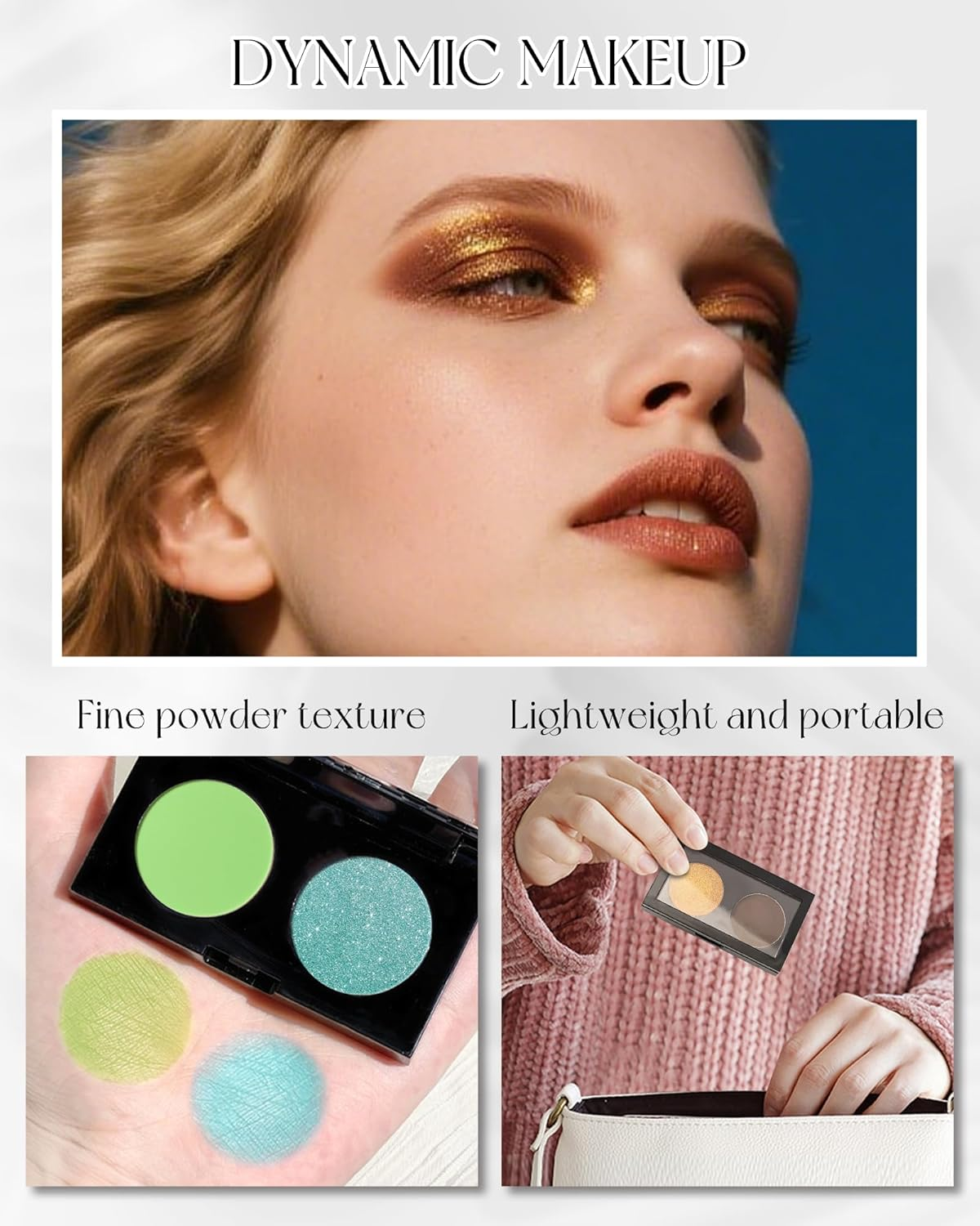 Matte Glitter Eyeshadow Palette, 2 Colours, Eyeshadow Brown, Waterproof and Durable, Highly Pigmented Metallic Shimmering Finish, Shimmer Eye Makeup for Make-Up, Girls and Women, 08 - 09 image number 4