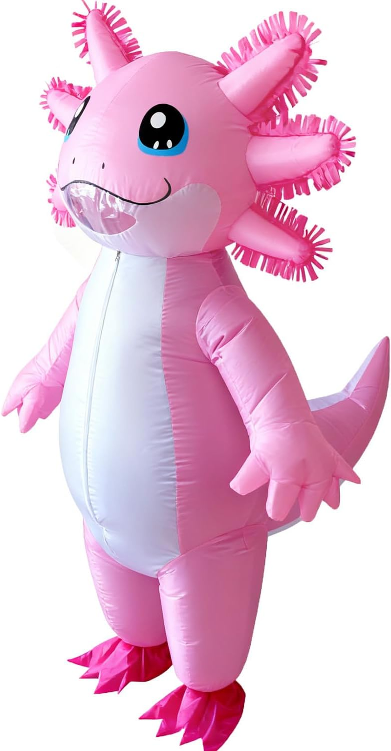 Inflatable Costume Adult Axolotl Costumes Deluxe Halloween Air Blow-Up Costume Axolotl Costumes for Women Men Cosplay Party image number 4