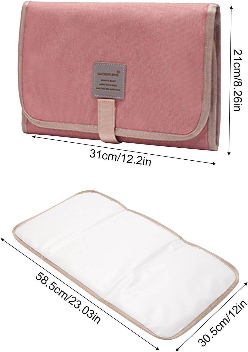 Nappy Changing Mat - Foldable Changing Pad | Waterproof Baby Change Pad, Comfortable Travel Baby Change Pad, Baby Diaper Changing Pads with Magic Stickers for Travel Trips Outings Journeys - Pink image number 4
