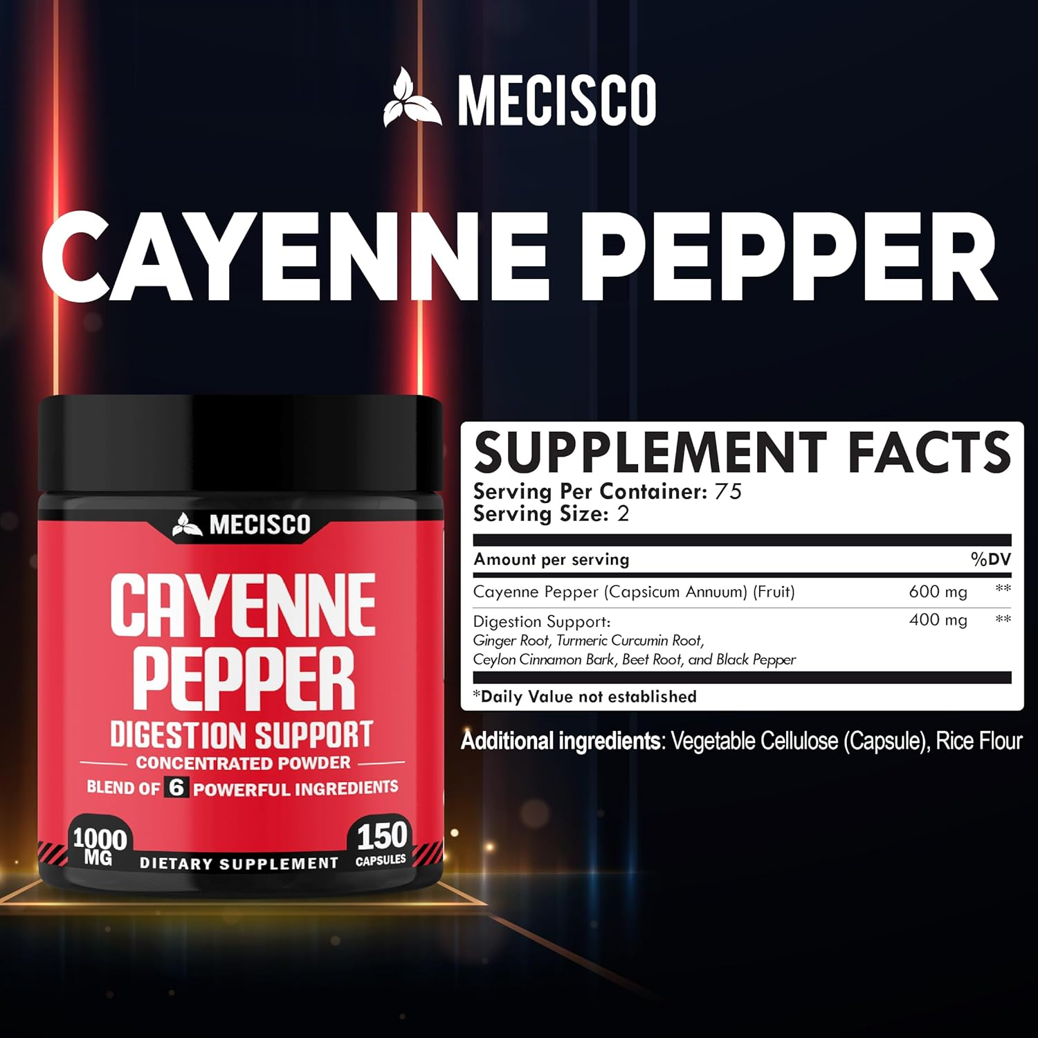 6In1- Cayenne Pepper Capsules with Ginger Root, Beet Root, and Black Pepper and More - 150 Capsules image number 4