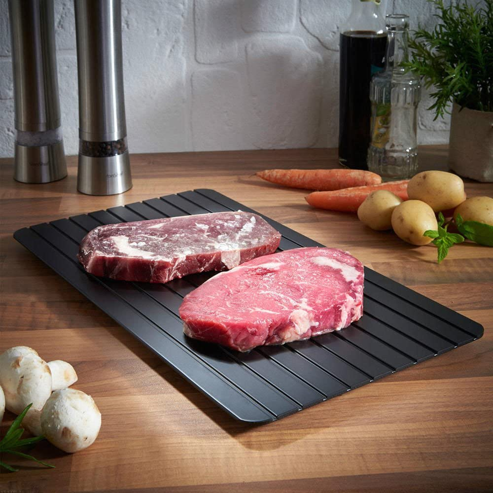 DGBAY Magic Metal Plate Defrosting Tray Safe Fast Thawing Frozen Meat Defrost Kitchen Tools (S Size) image number 4