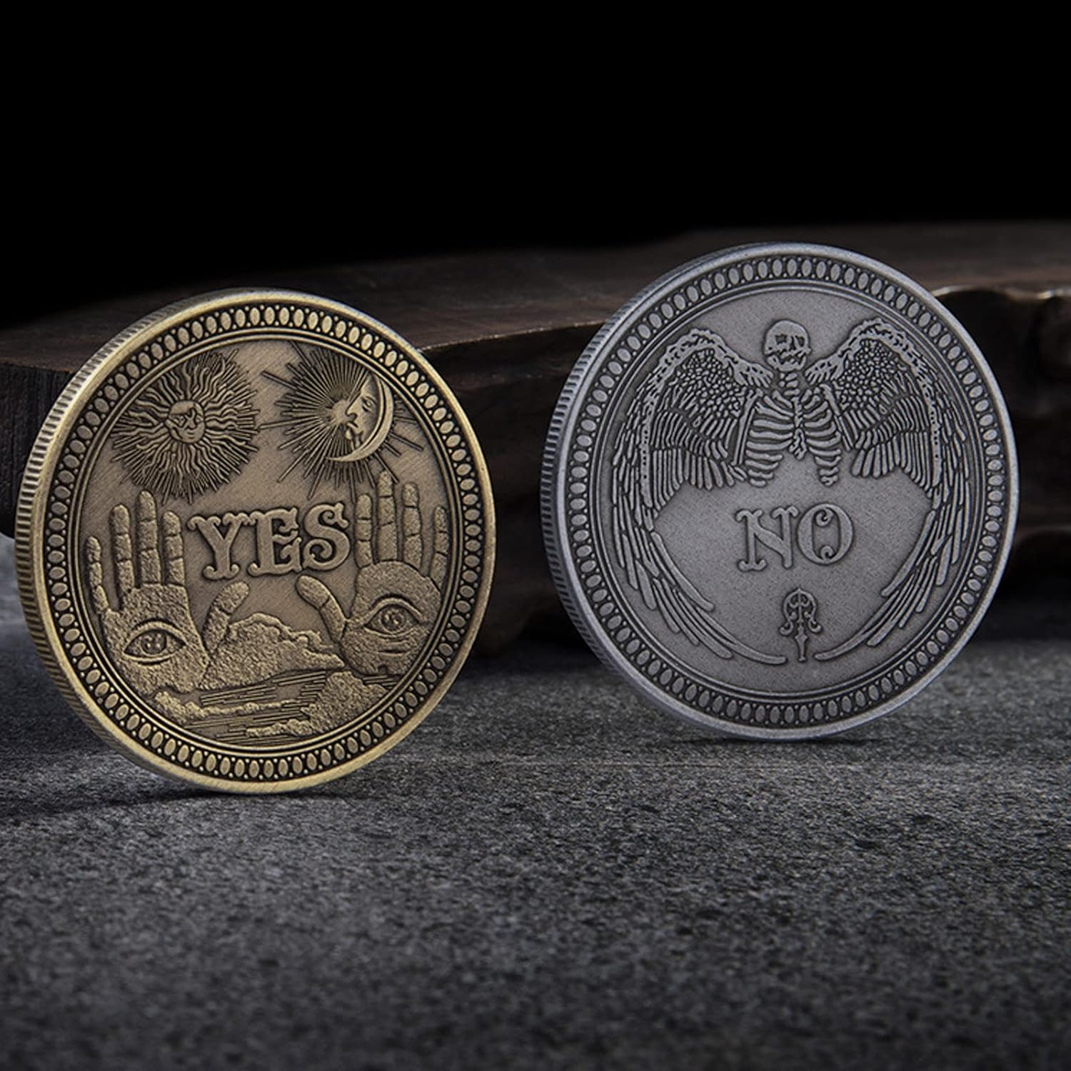 Decision Making Coin-Yes/No Coin-Good Luck Commermorative Collection-Challenge Coins Antique Silver image number 4