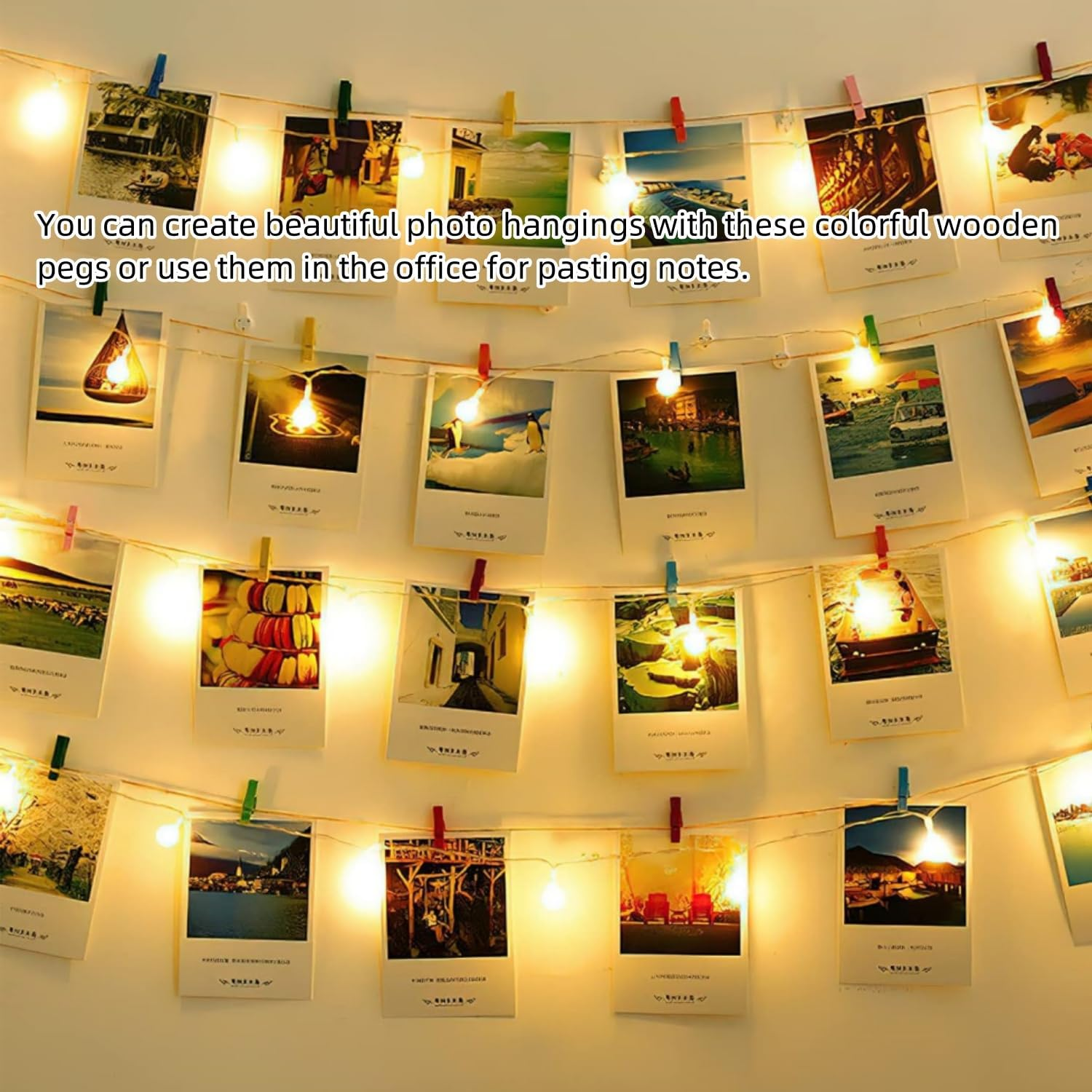 100 Pcs Wooden Photo Clips, Colorful Natural Wooden Clothes Pins, Mini Wooden Pegs Clips for Hanging Photos Peg Paper, Craft DIY Wall Decoration (Rainbow Colors)