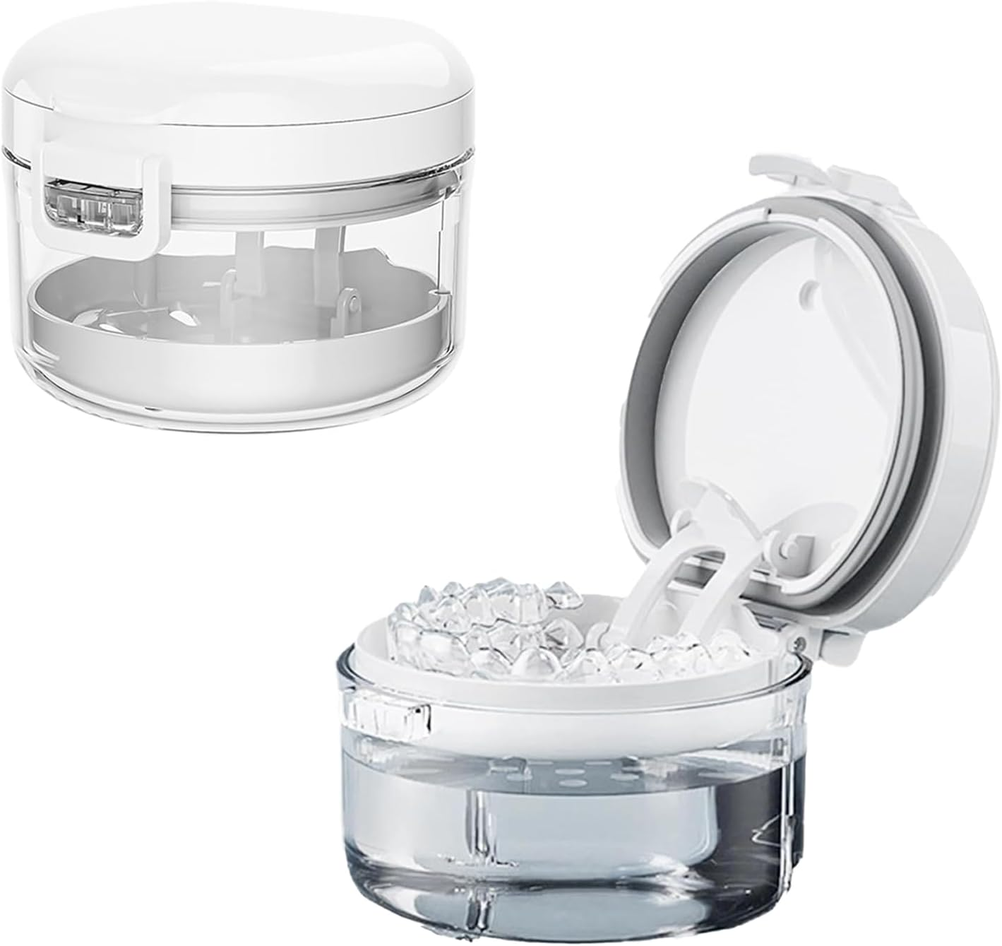 Denture Bath Box with Strainer Basket, 1 Pcs Clear Denture Case for Cleaning and Storage, Retainer Braces Aligner Soak Container, Portable Travel Cup with Drain Tray, White image number 5