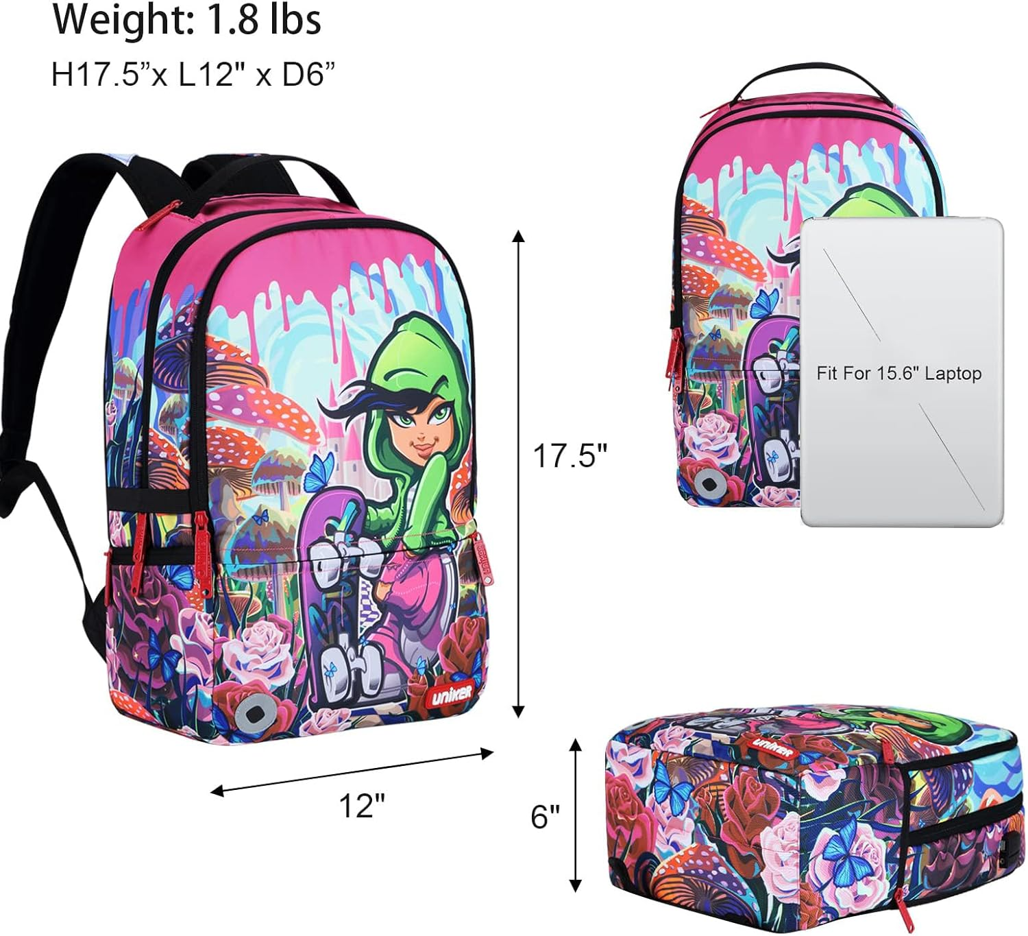 UNIKER Laptop Backpack with USB Port,Graffiti Backpack for Work,Space School Backpack,Designer Laptop Backpack for 15.6 Inch