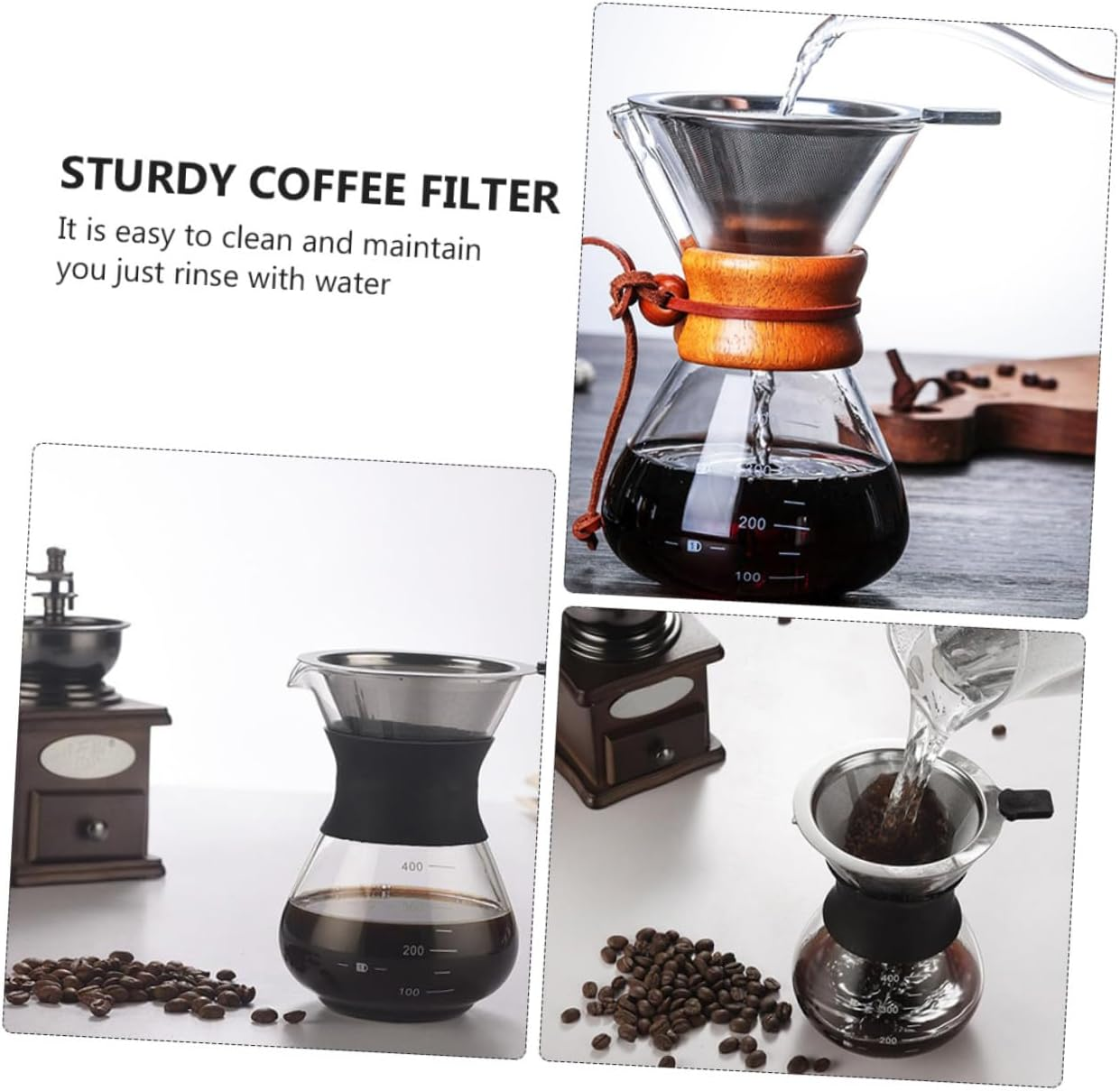 WATIIFUFU Reusable Stainless Steel Coffee Filter Mesh Strainer Rust-Proof Multipurpose Residue Filter for Drip Coffee Brewing and Flower Tea, Handheld Design, Paperless Compatible Random Style image number 3