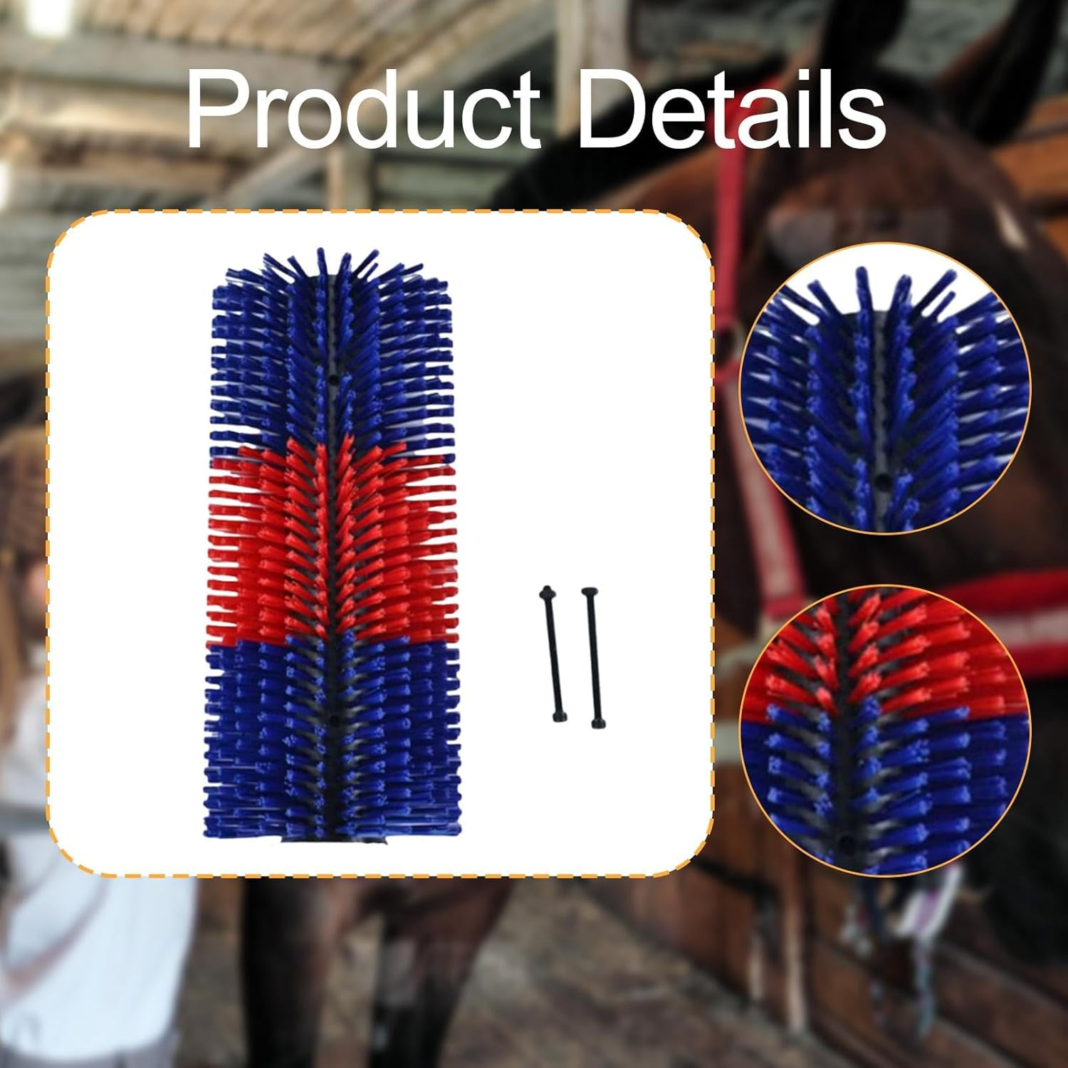 Kowaku Cattle Scratcher Brush, Back Scratching Massage Brush for Animal Back Scratching Post, Red Blue