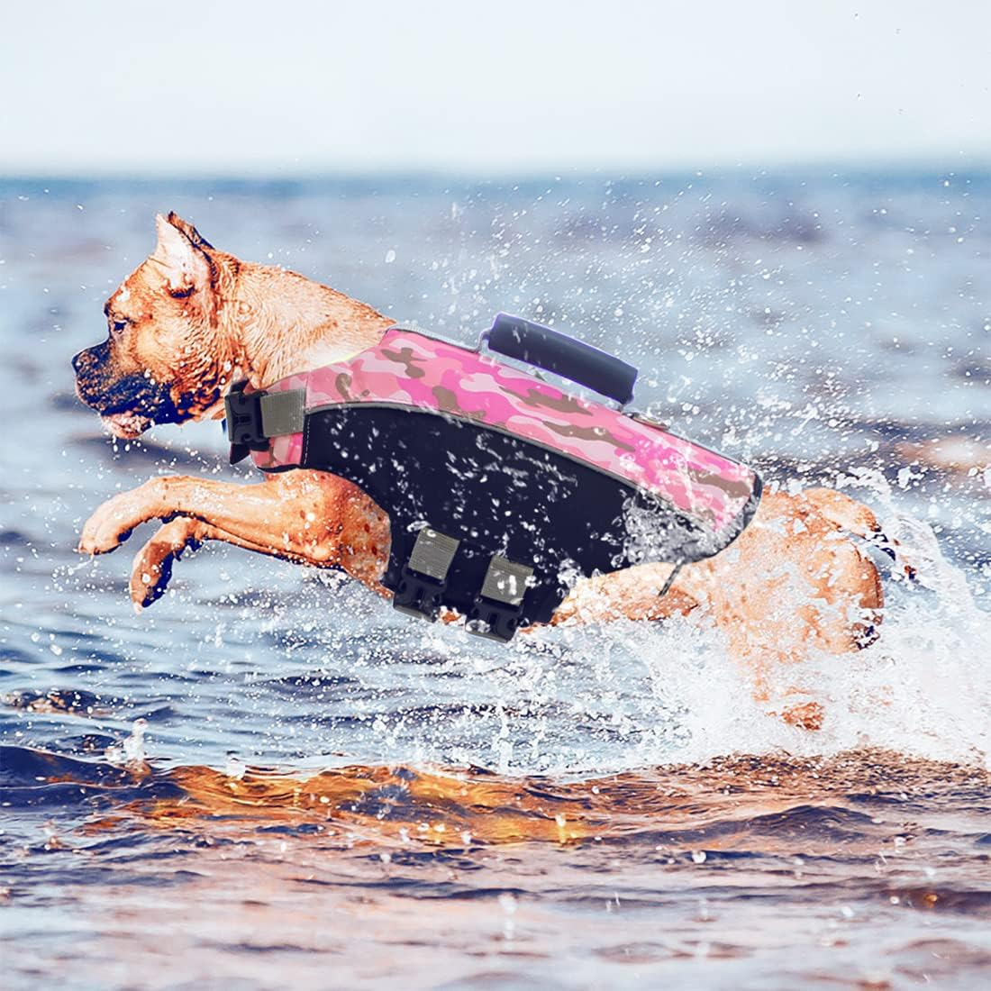 Dog Life Jacket Pet Swimwear Floating Safety Vest Buoyancy Aid Harness Swimming Swimsuit Puppy Vocation Summer Adjustable Pool Camo Pink L image number 1
