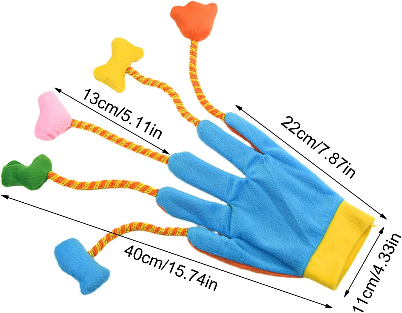 Cat Toy Gloves - Plush Toys Cat Toys Teaser Gloves | 5-Finger Cat Teaser Toy, Plush Gloves with Bells, Interactive Cat Toy for Indoor Cats Kittens, Pet Supplies image number 3