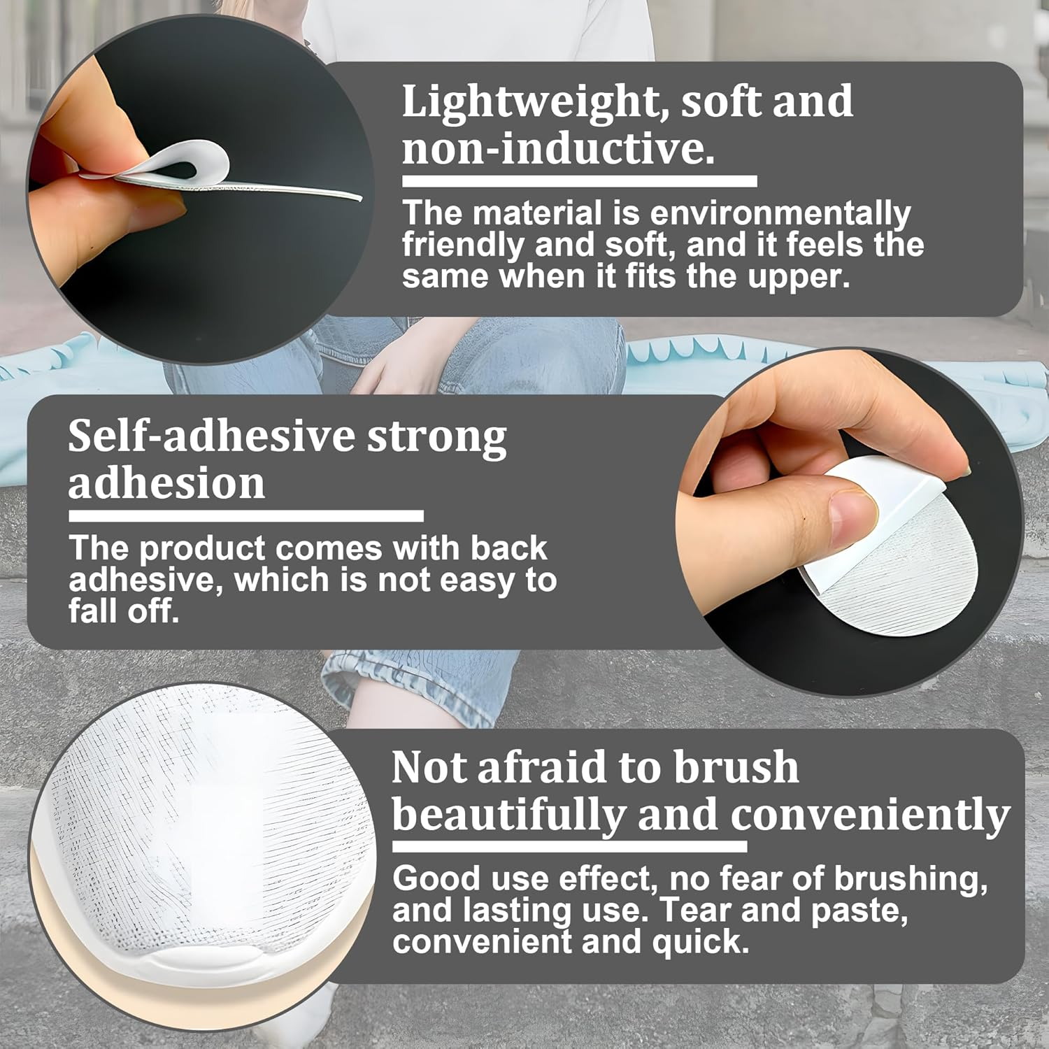 24Pcs Leather Repair Patches for Shoes, Quick Self-Adhesive Sneaker Repair Patches - Durable & Washable Shoe Goo Alternative for Cracked Toe Caps, Mesh Tears & Heel Scuffs(Black+White) image number 5