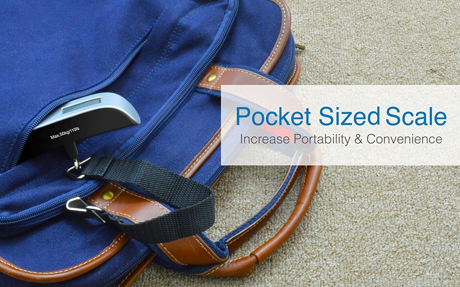 Digital Hanging Luggage Scale, Rubber Paint, Temperature Sensor, 110 Pounds, Silver image number 1