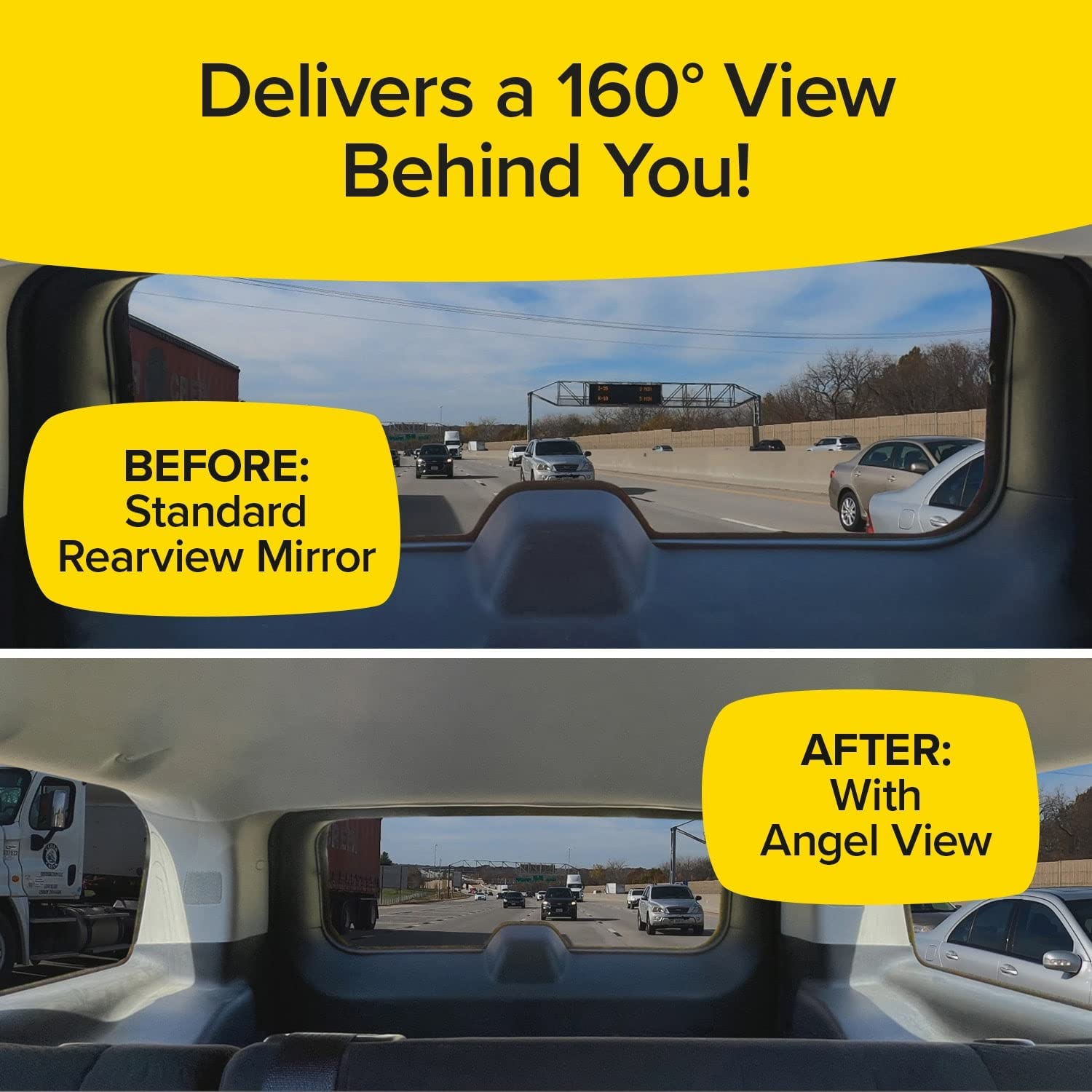 New Improved Wide-Angle Rearview Mirror AS-SEEN-ON-TV Reduce Blind Spots, Installs in Seconds, Fits Most Cars, Suvs & Trucks image number 1