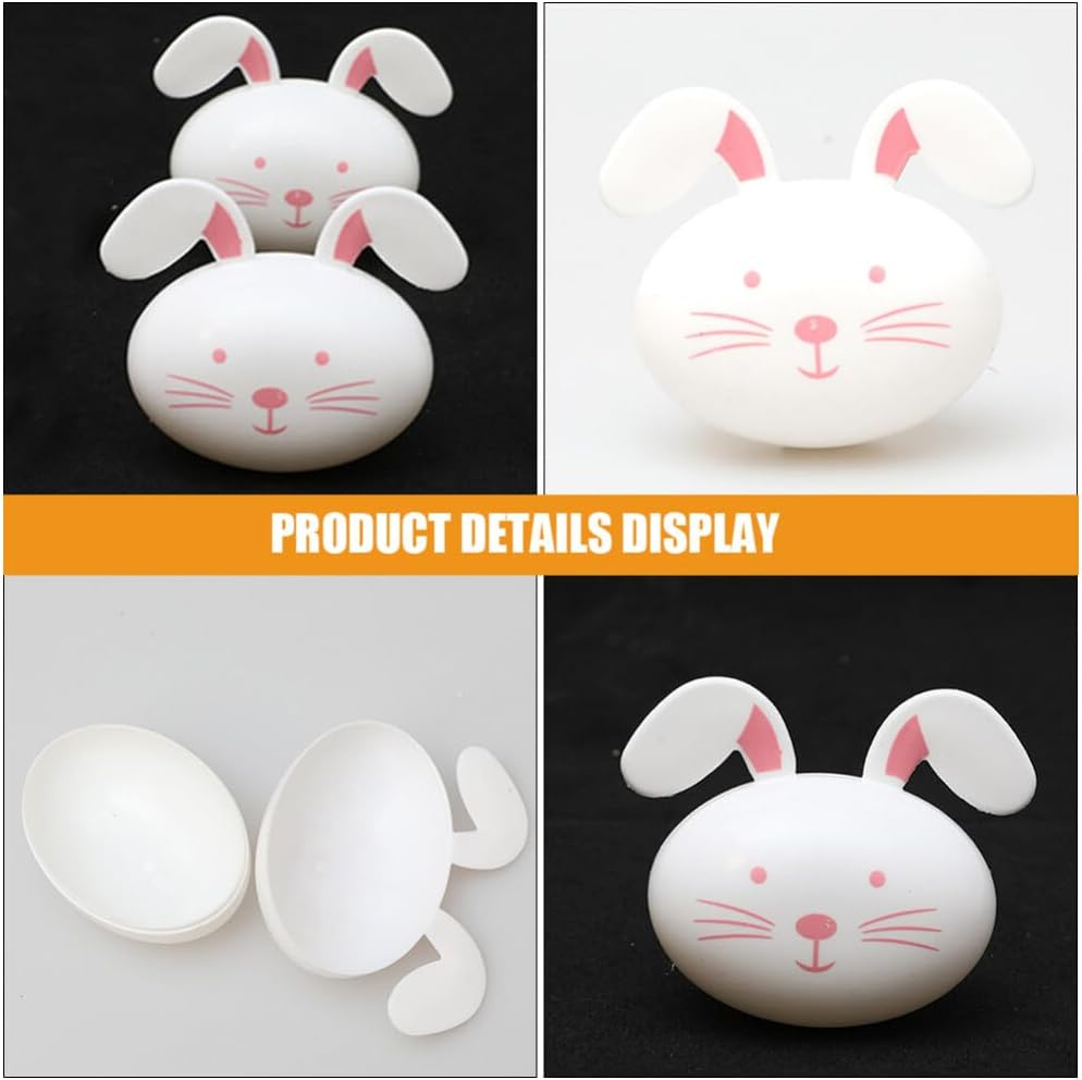 ABOOFAN 6Pcs Bunny Shaped Easter Eggs, Plastic Fillable Easter Eggs Easter Rabbit Containers Surprise Empty Eggs for Easter Eggs Hunt Game Basket Stuffers Fillers image number 4