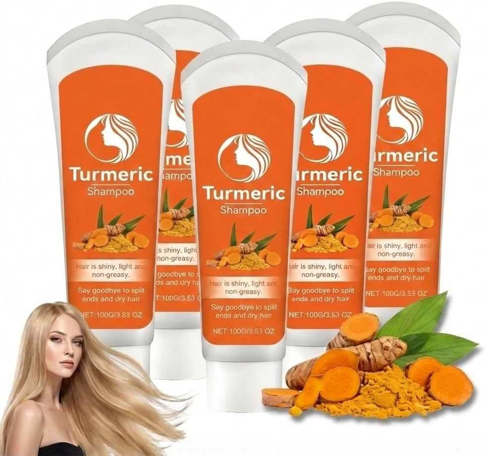 Turmeric Shampoo, Deep Cleansing Scalp Care Oil Control Nourishing Shampoo, Thickening Volumizing Softening and Deeply Hydrating Shampoos, Natural Ginger Moisturizing Hydrates Shampoos (5PCS) - 1Pcs image number 6